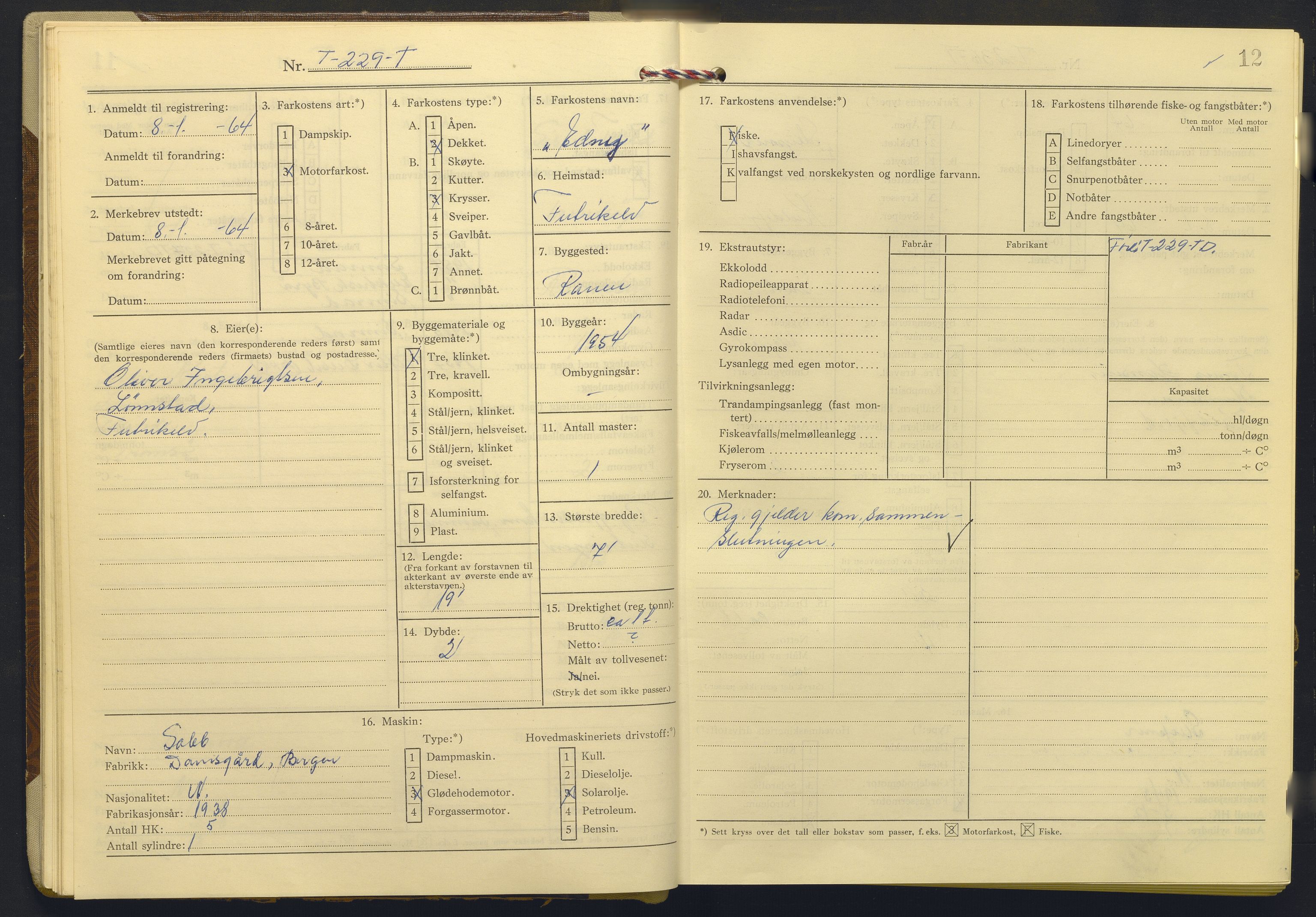 Fiskeridirektoratet - 1 Adm. ledelse - 13 Båtkontoret, AV/SAB-A-2003/I/Ia/Iab/L0072: 135.0230/2  Merkeprotokoll - Tromsø, 1963-1966