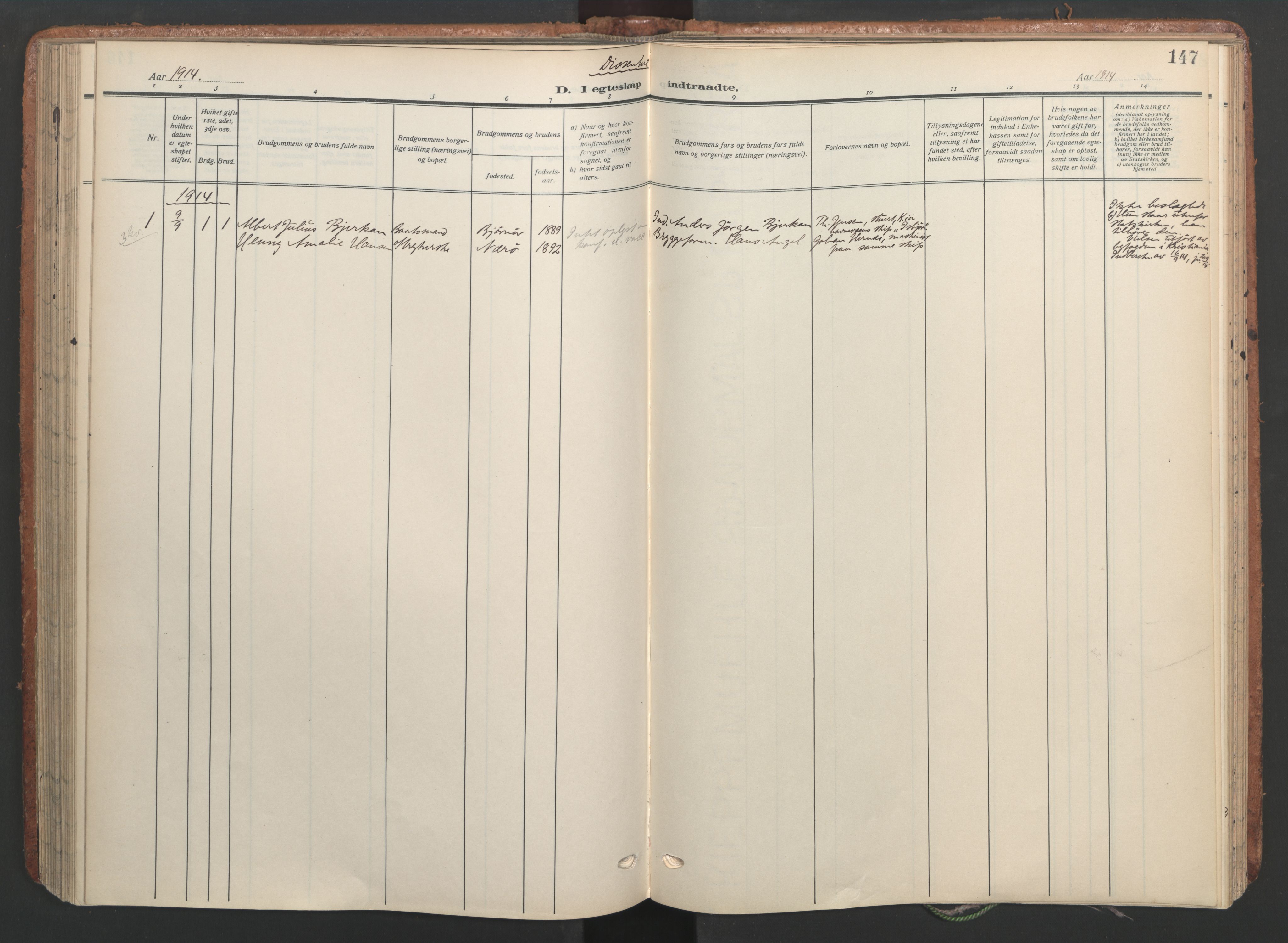 Ministerialprotokoller, klokkerbøker og fødselsregistre - Sør-Trøndelag, AV/SAT-A-1456/656/L0694: Parish register (official) no. 656A03, 1914-1931, p. 147