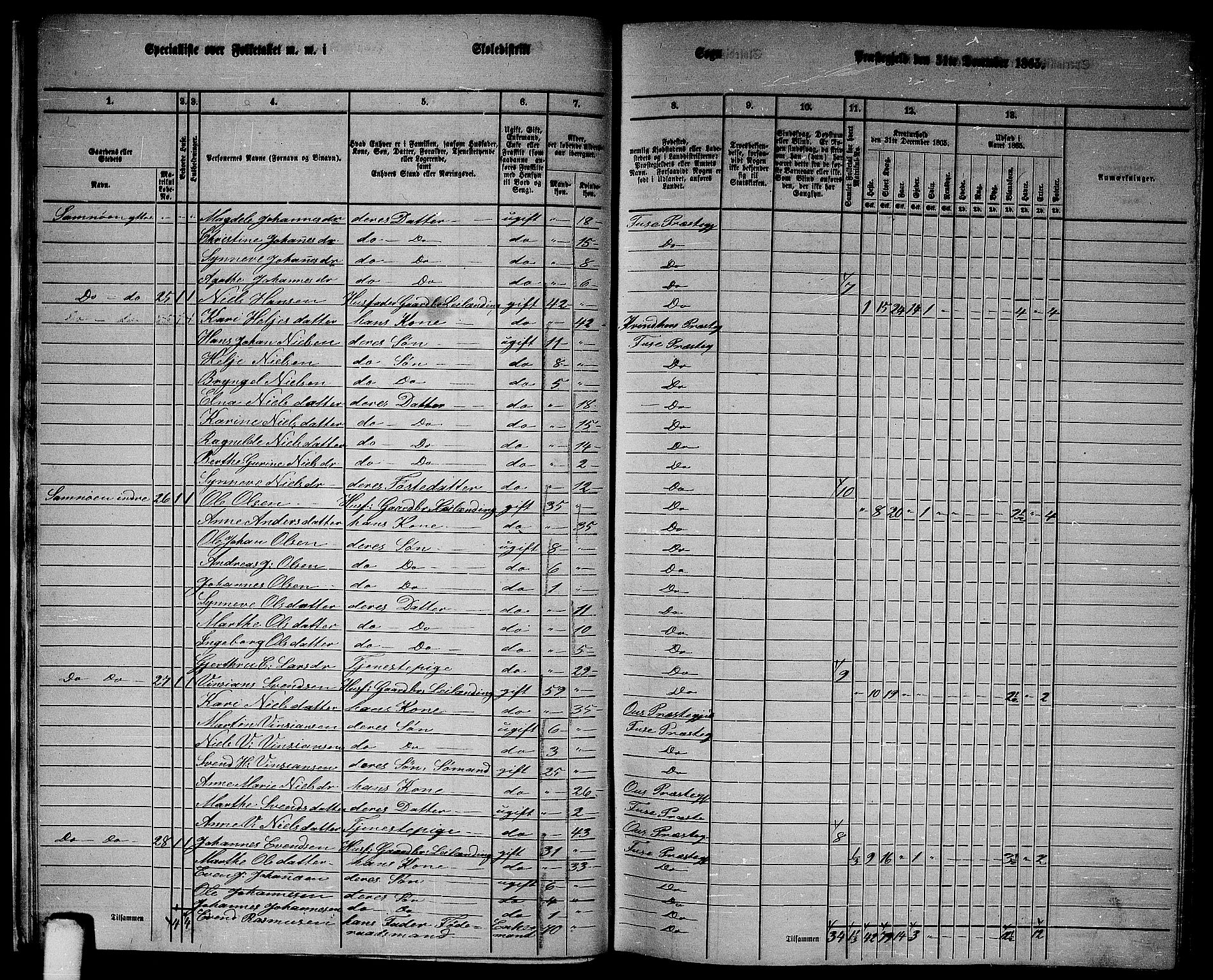 RA, 1865 census for Fusa, 1865, p. 19