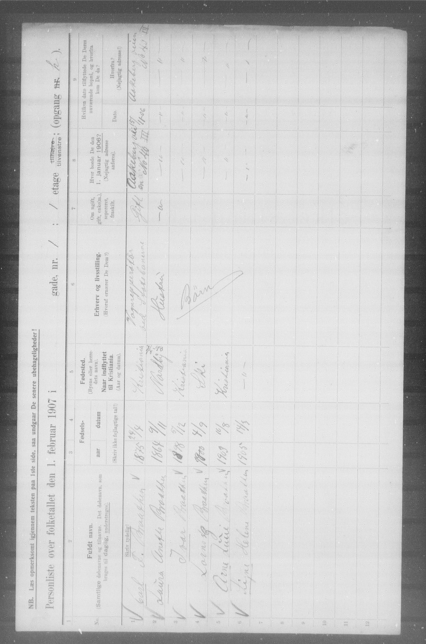 OBA, Municipal Census 1907 for Kristiania, 1907, p. 9866