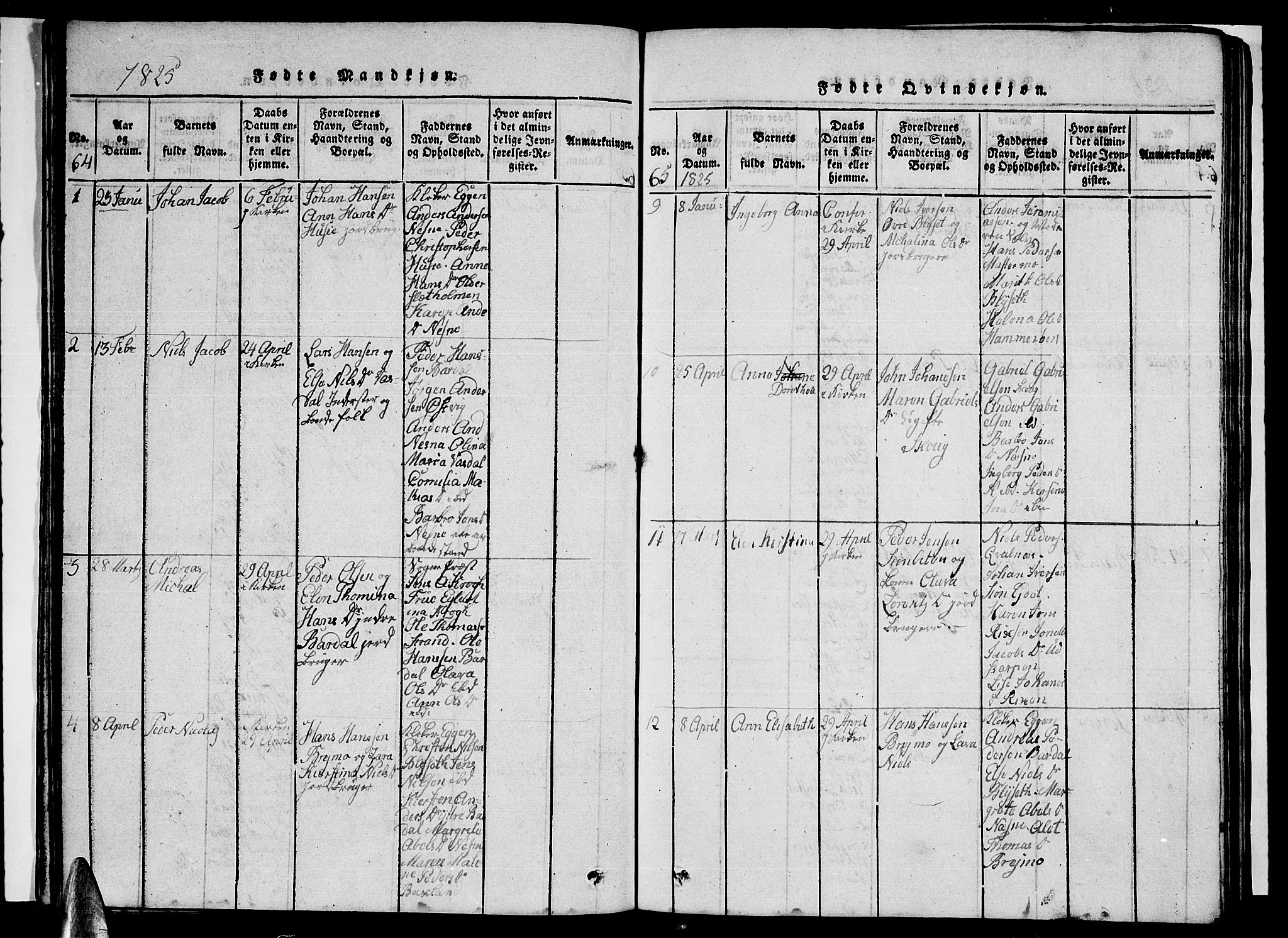 Ministerialprotokoller, klokkerbøker og fødselsregistre - Nordland, AV/SAT-A-1459/838/L0554: Parish register (copy) no. 838C01, 1820-1828, p. 64-65