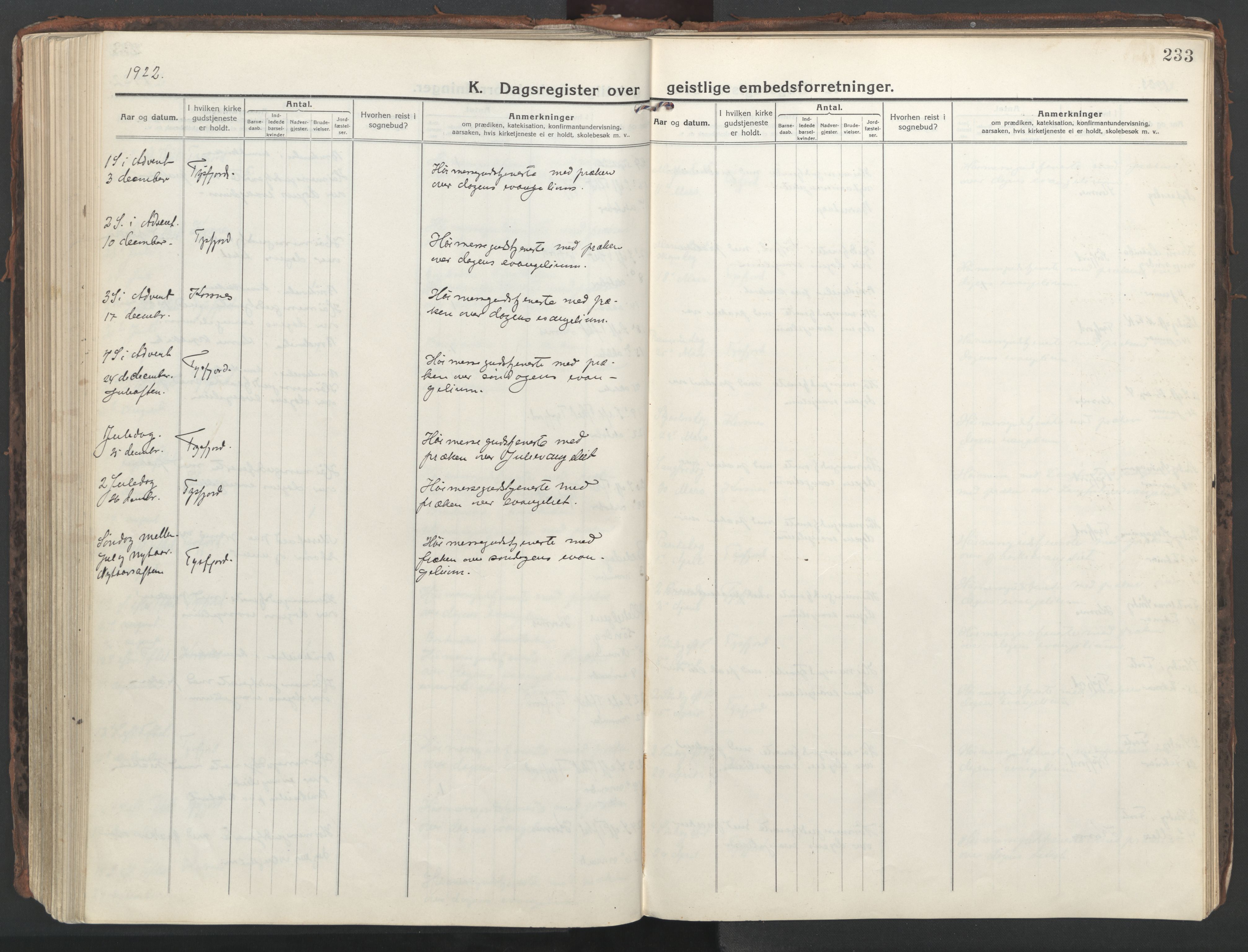 Ministerialprotokoller, klokkerbøker og fødselsregistre - Nordland, SAT/A-1459/861/L0872: Parish register (official) no. 861A07, 1915-1924, p. 233