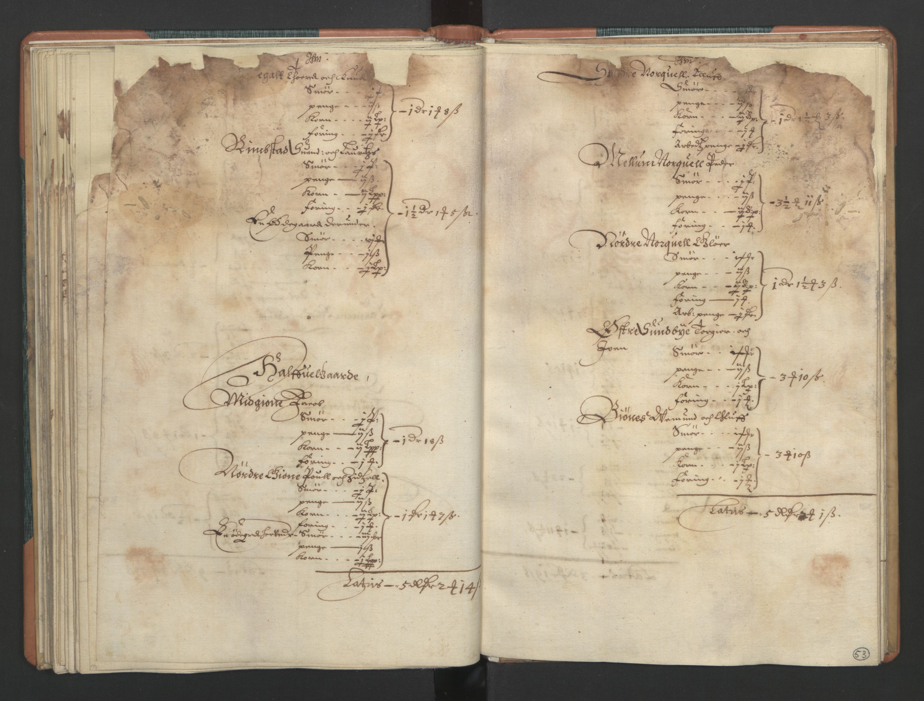 Rentekammeret inntil 1814, Realistisk ordnet avdeling, AV/RA-EA-4070/L/L0015/0002: Tønsberg lagdømme. Brunla len: / Brunla len. Kronens jordebok, 1661, p. 52b-53a