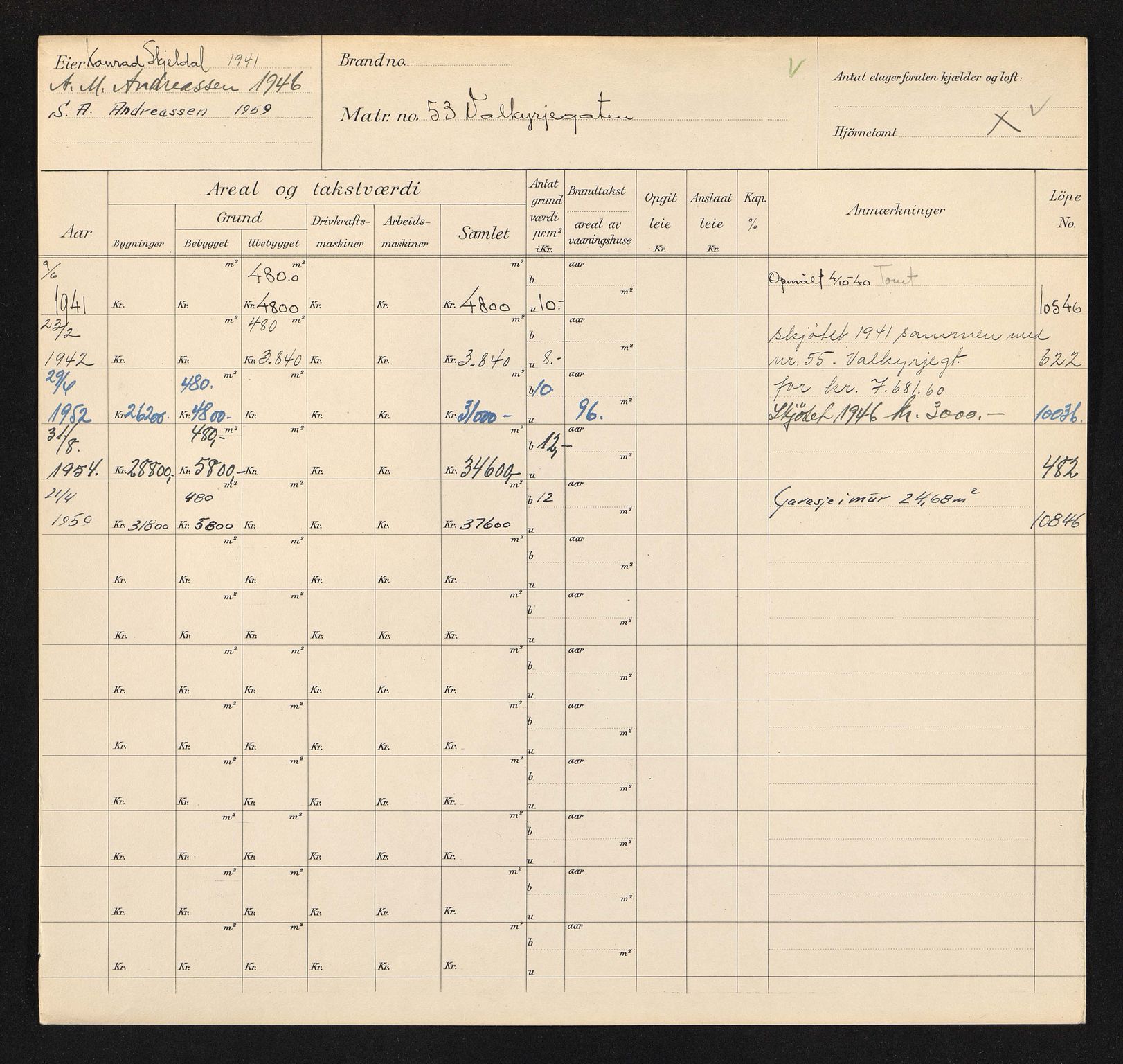 Stavanger kommune. Skattetakstvesenet, BYST/A-0440/F/Fa/Faa/L0044/0006: Skattetakstkort / Valkyrjegata 51 - Vardeveien - Vassøyveien - Verksalmenningen - Verksgata 6a