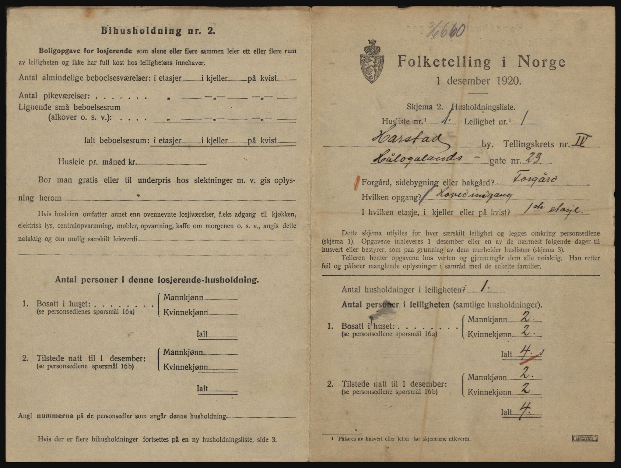 SATØ, 1920 census for Harstad, 1920, p. 1393