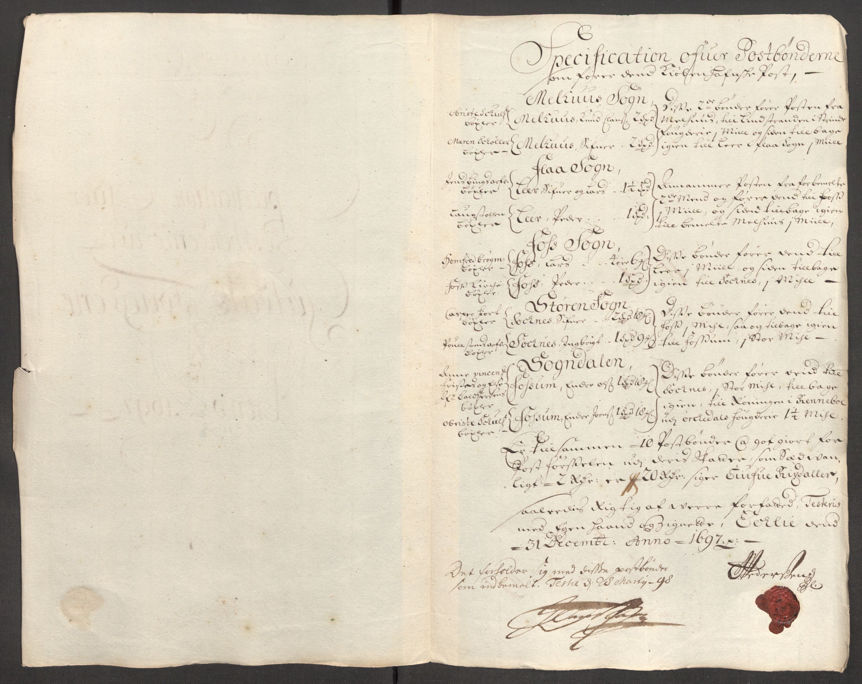 Rentekammeret inntil 1814, Reviderte regnskaper, Fogderegnskap, AV/RA-EA-4092/R60/L3947: Fogderegnskap Orkdal og Gauldal, 1697, p. 417