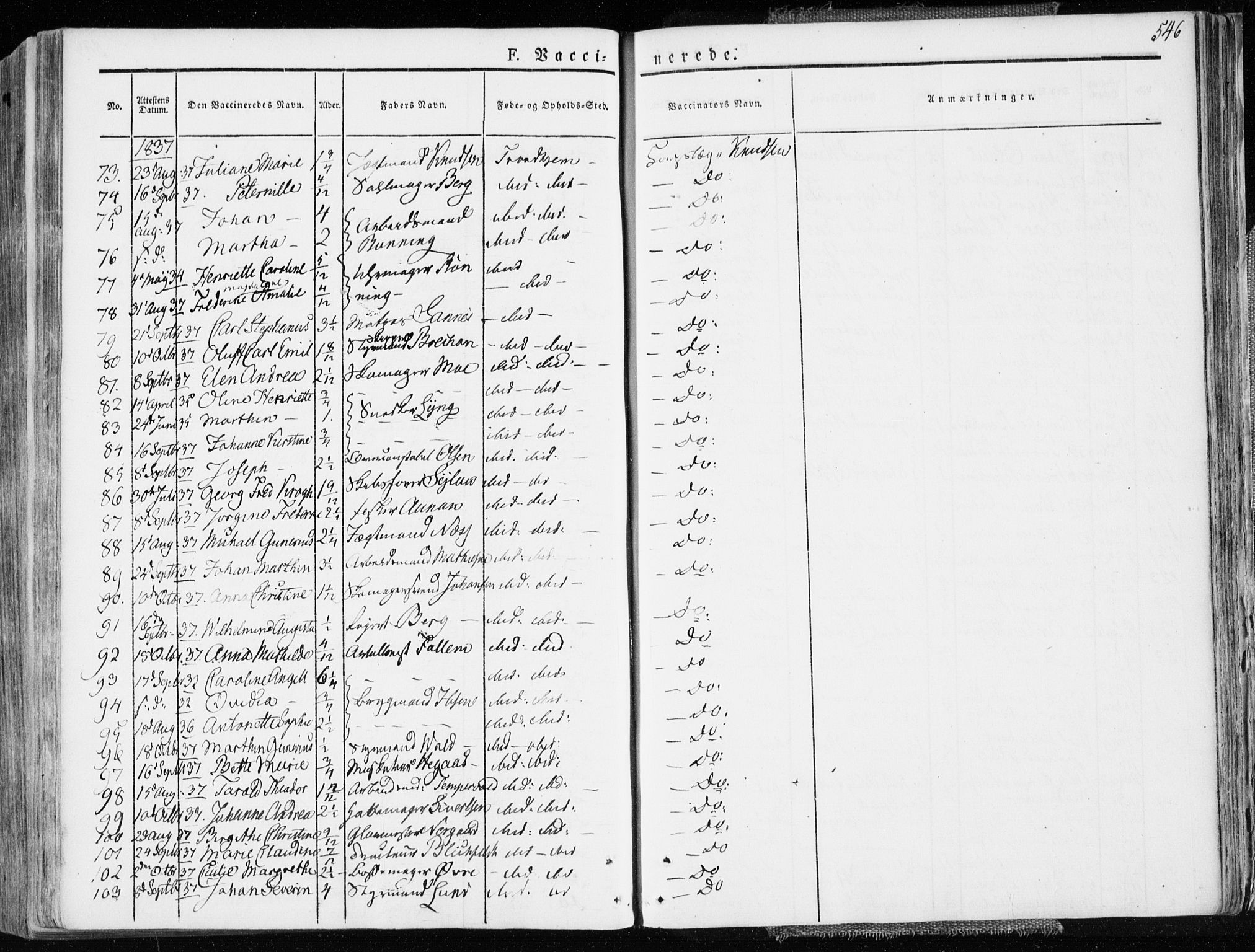 Ministerialprotokoller, klokkerbøker og fødselsregistre - Sør-Trøndelag, AV/SAT-A-1456/601/L0047: Parish register (official) no. 601A15, 1831-1839, p. 546