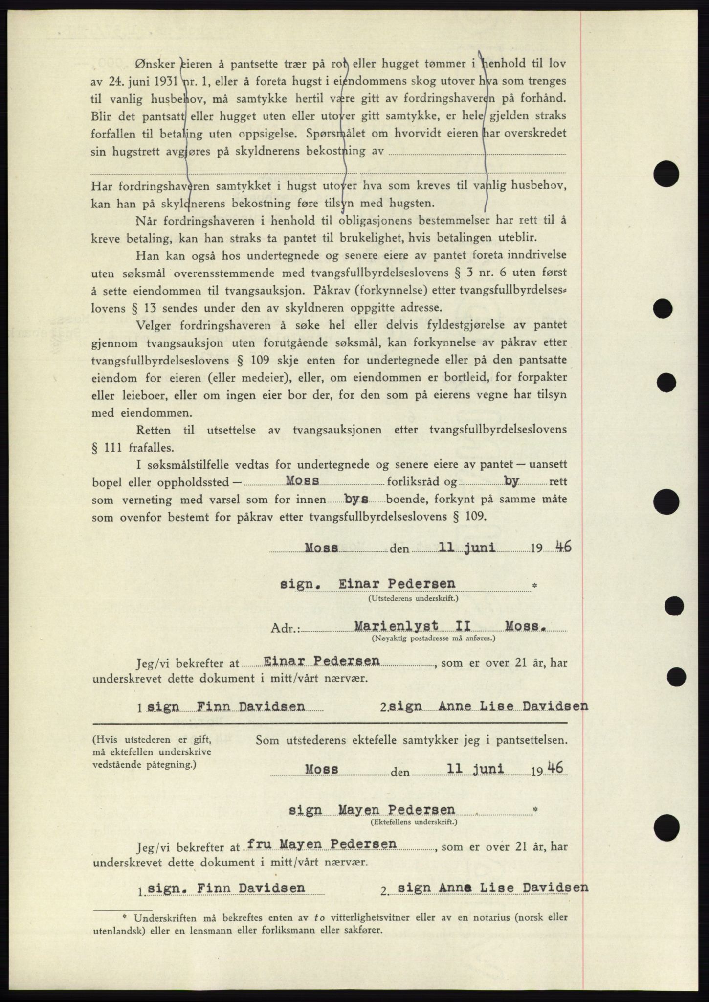 Moss sorenskriveri, SAO/A-10168: Mortgage book no. B15, 1946-1946, Diary no: : 1437/1946