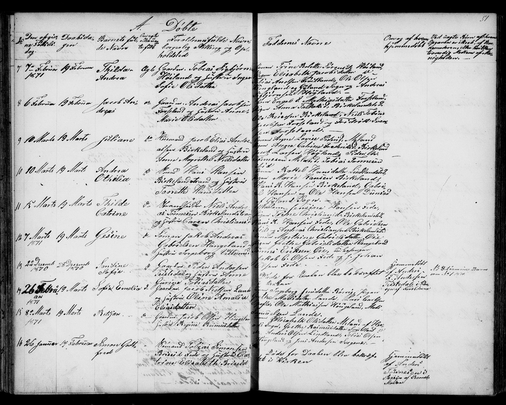 Kvinesdal sokneprestkontor, SAK/1111-0026/F/Fb/Fba/L0003: Parish register (copy) no. B 3, 1858-1893, p. 51