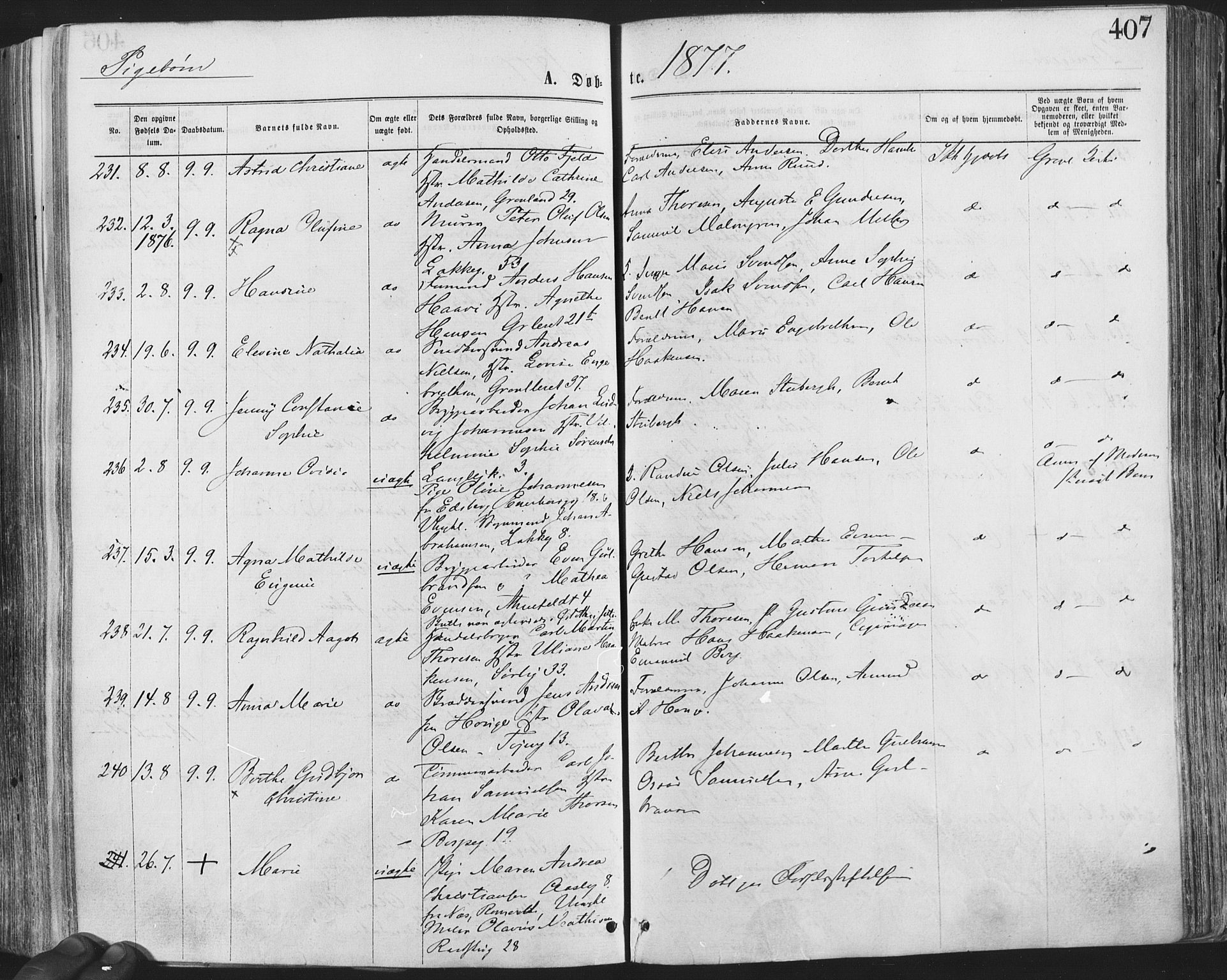 Grønland prestekontor Kirkebøker, SAO/A-10848/F/Fa/L0004: Parish register (official) no. 4, 1869-1880, p. 407
