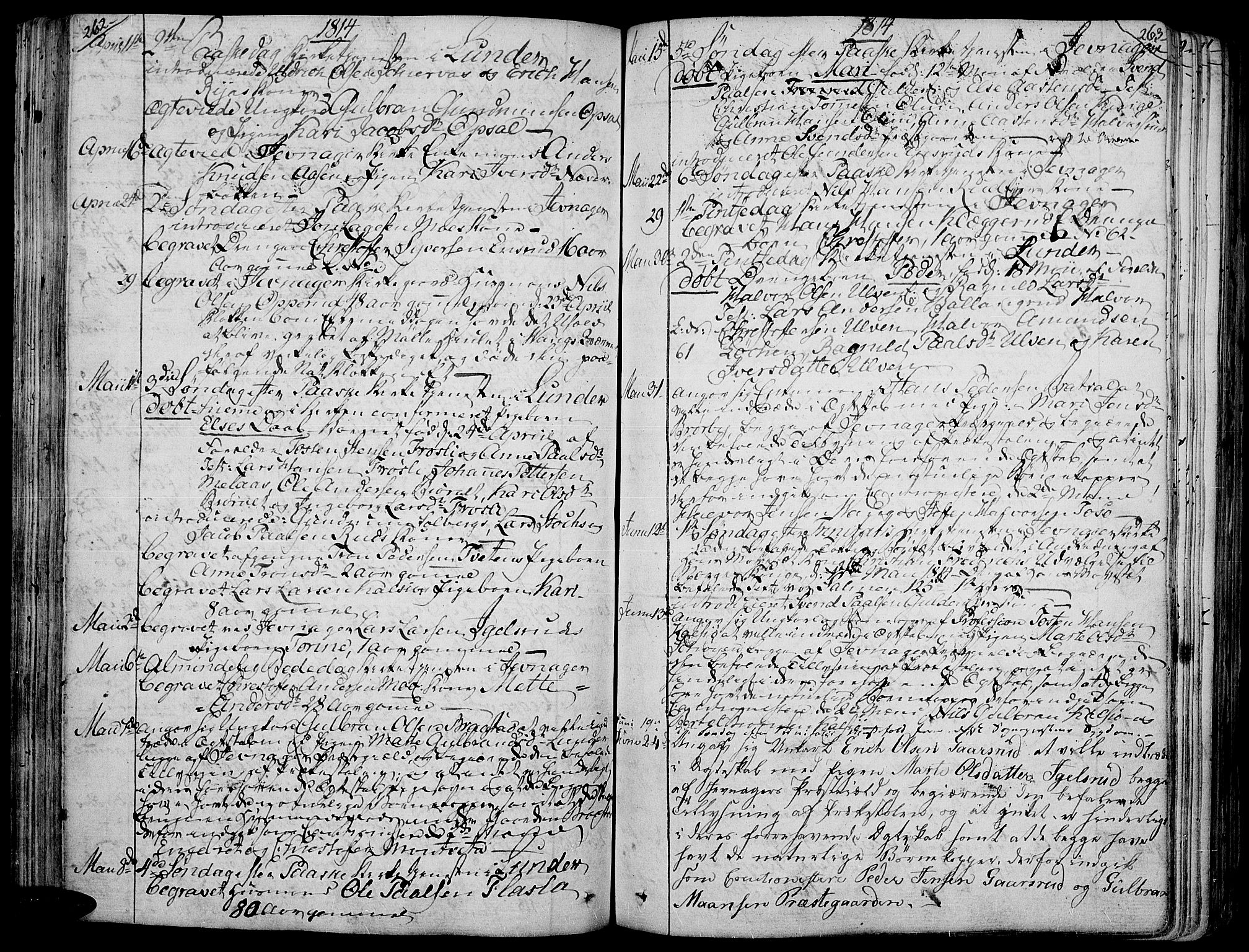 Jevnaker prestekontor, AV/SAH-PREST-116/H/Ha/Haa/L0004: Parish register (official) no. 4, 1800-1861, p. 262-263