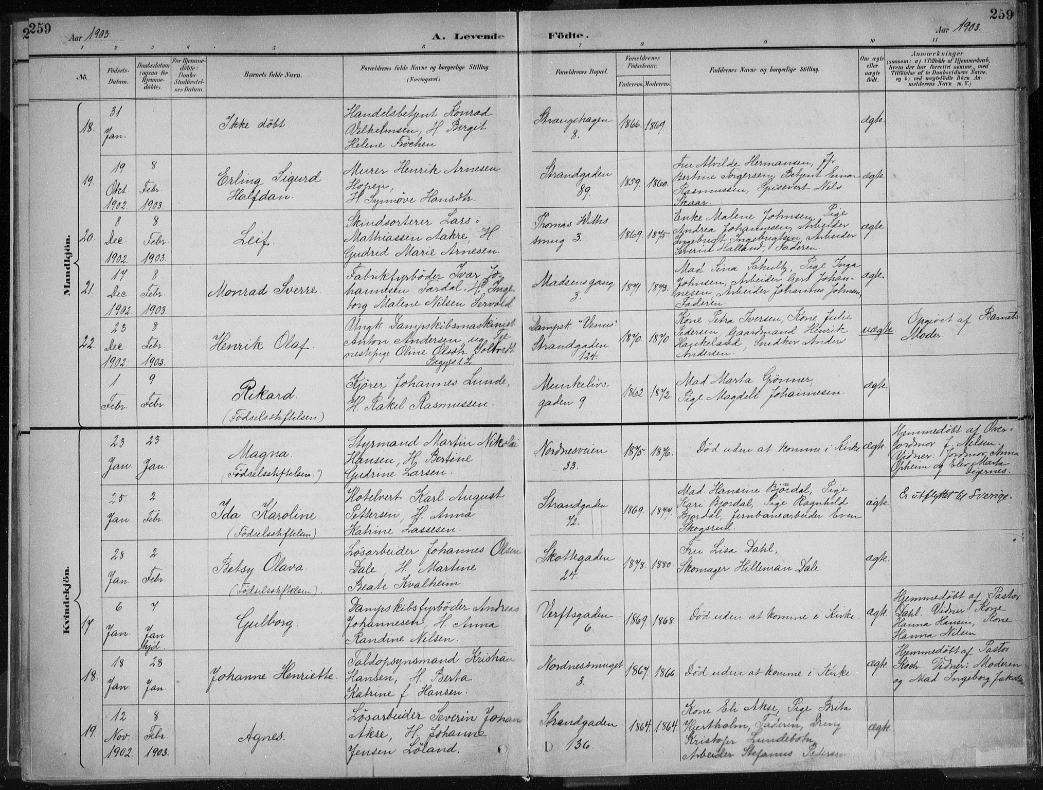 Nykirken Sokneprestembete, AV/SAB-A-77101/H/Haa/L0018: Parish register (official) no. B 6, 1895-1903, p. 259