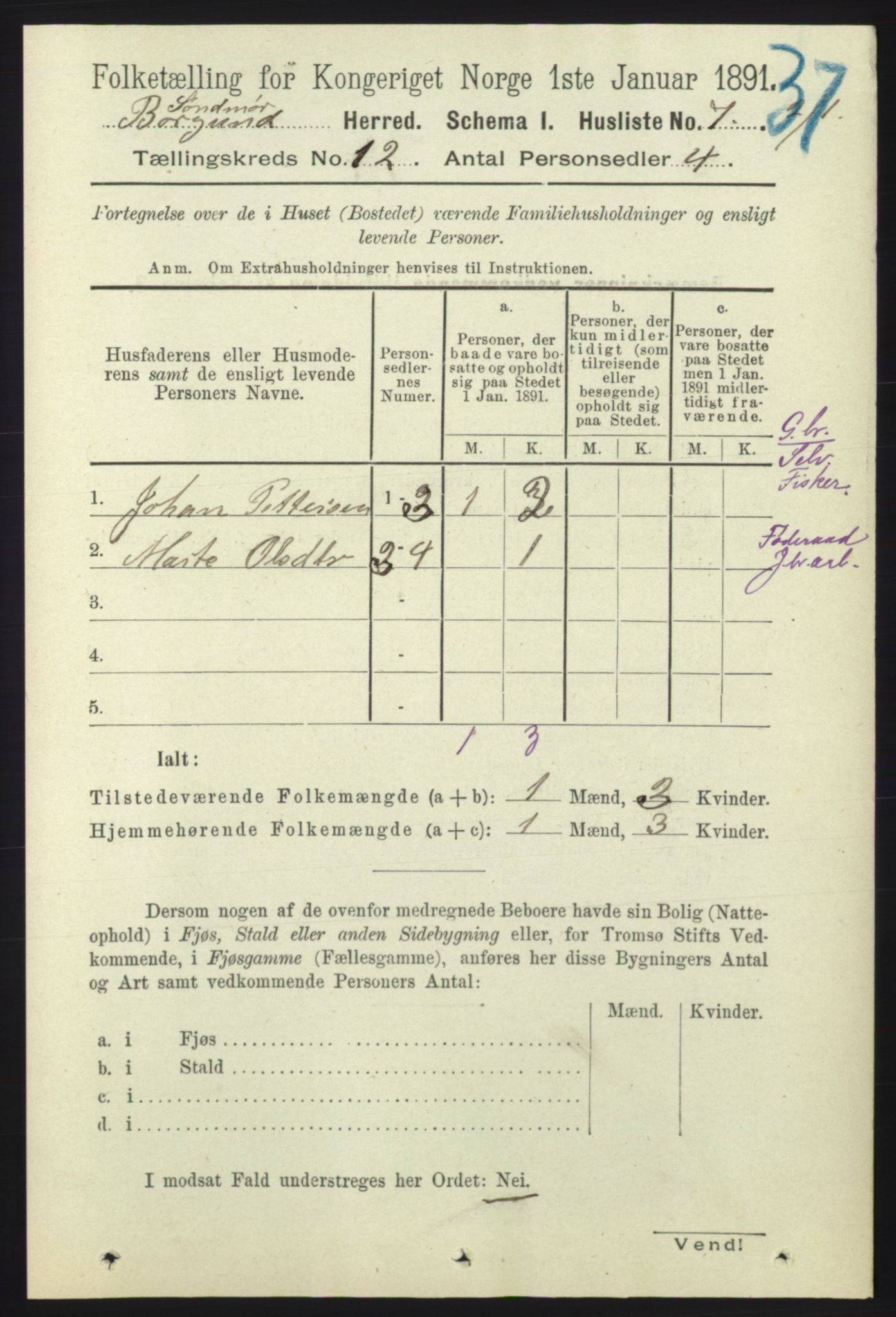 RA, 1891 census for 1531 Borgund, 1891, p. 3146