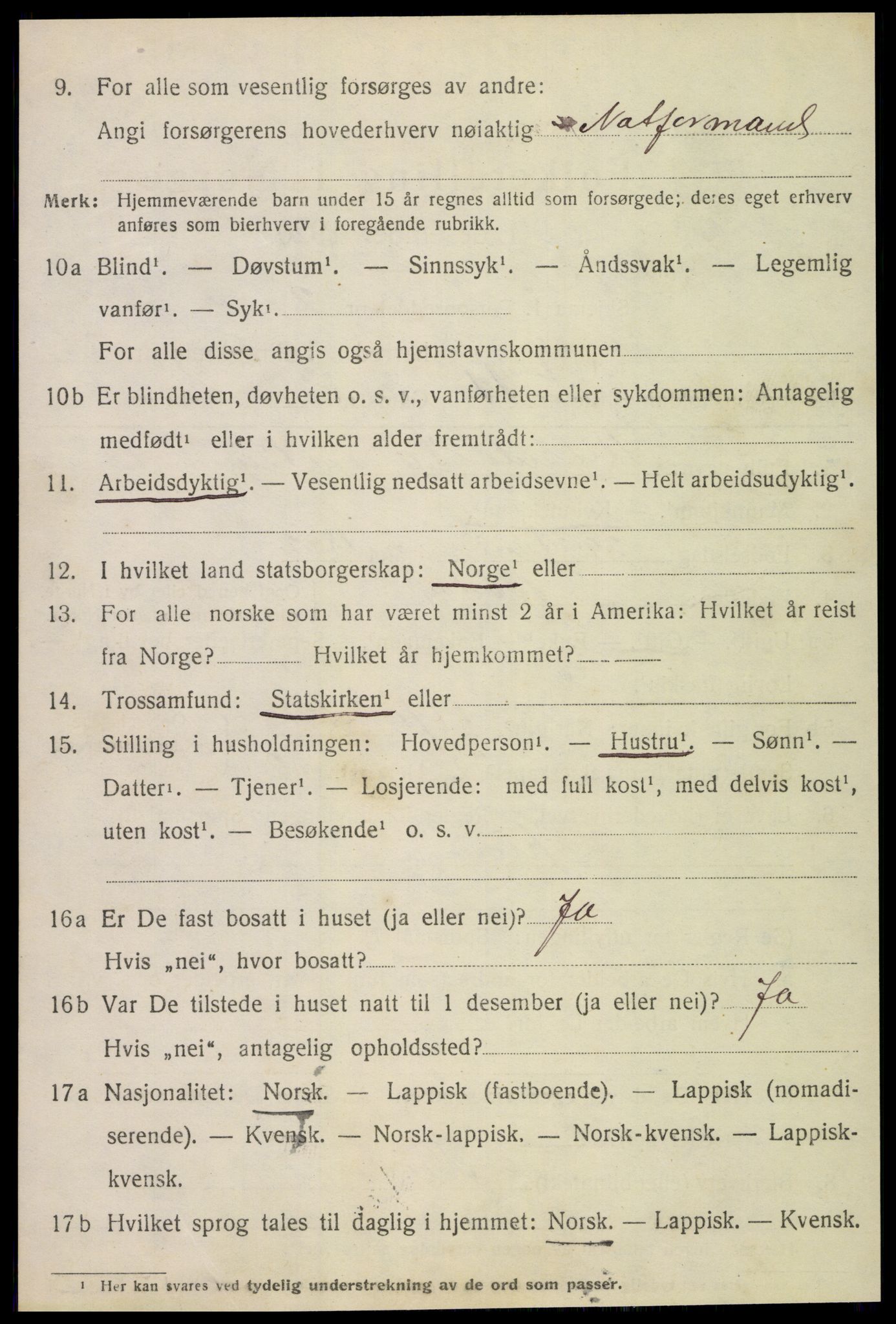 SAT, 1920 census for Lurøy, 1920, p. 4018