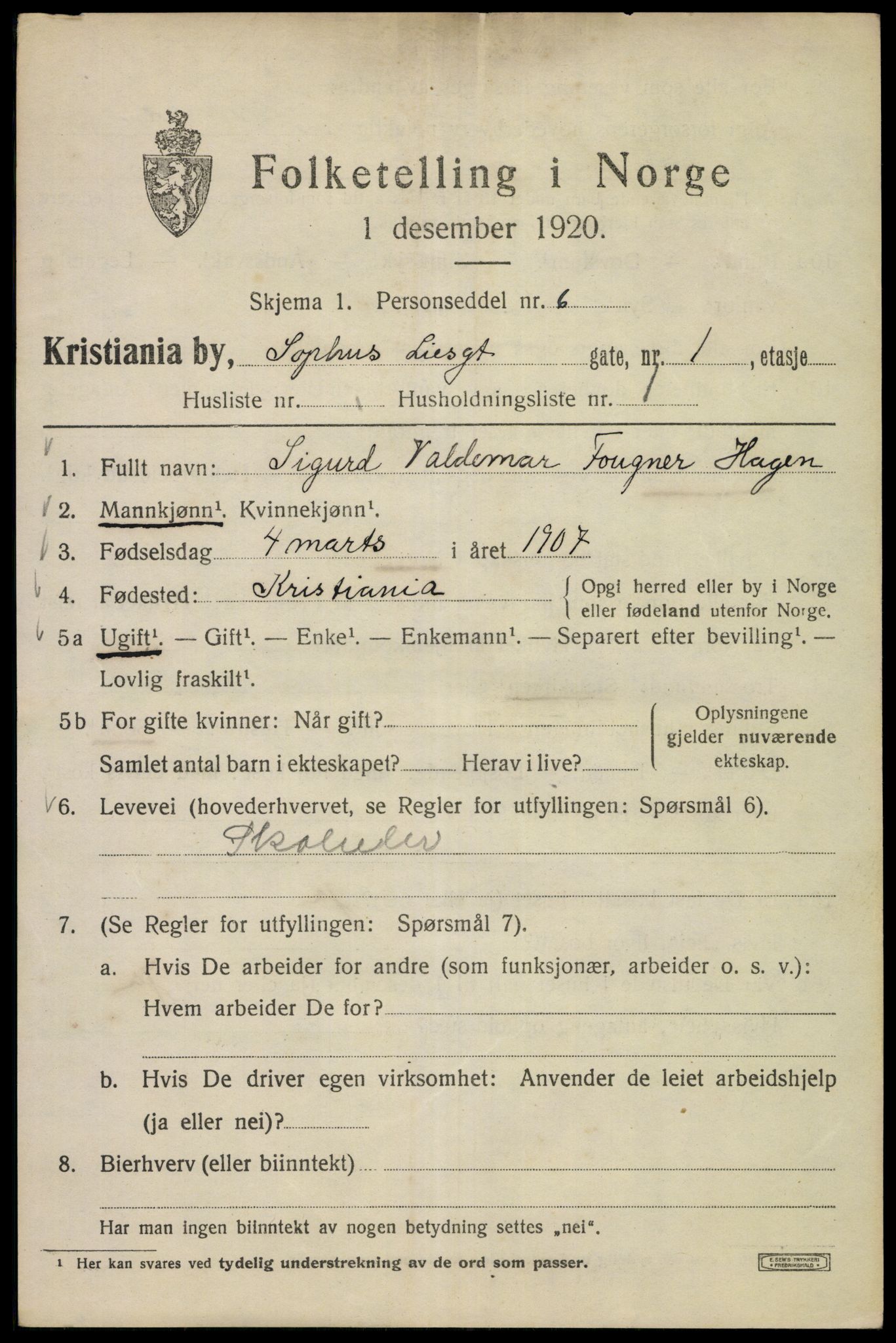 SAO, 1920 census for Kristiania, 1920, p. 528213