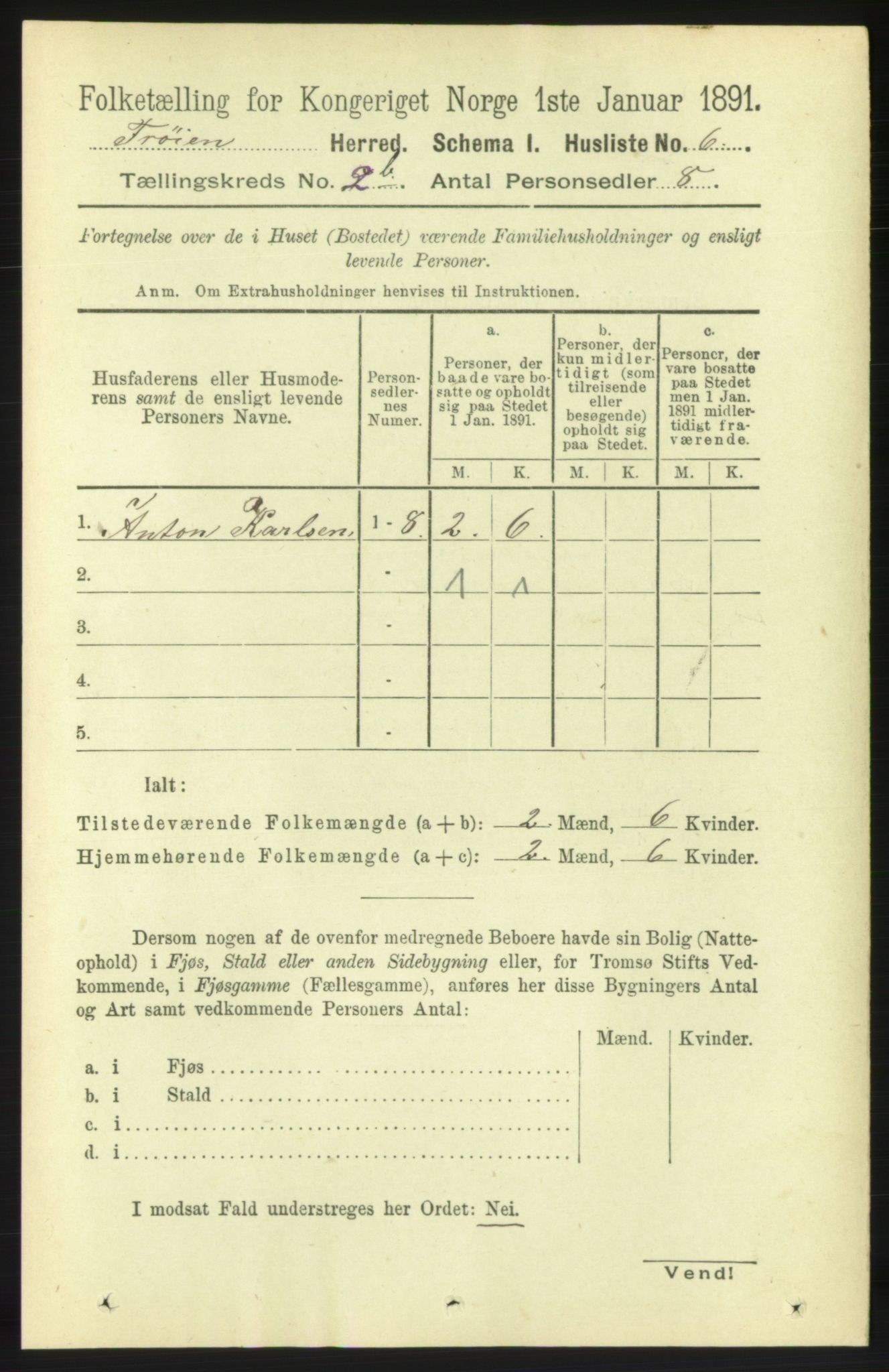 RA, 1891 census for 1619 Frøya, 1891, p. 1337