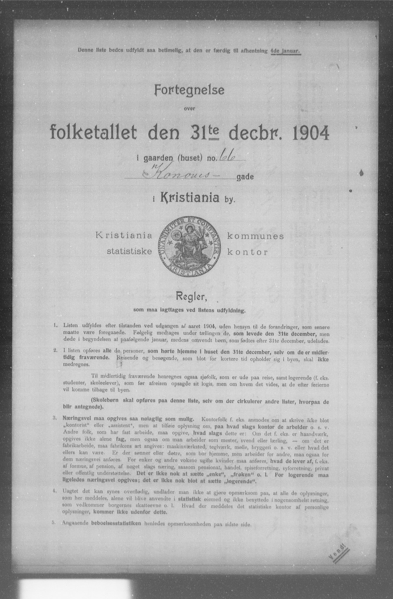 OBA, Municipal Census 1904 for Kristiania, 1904, p. 10305