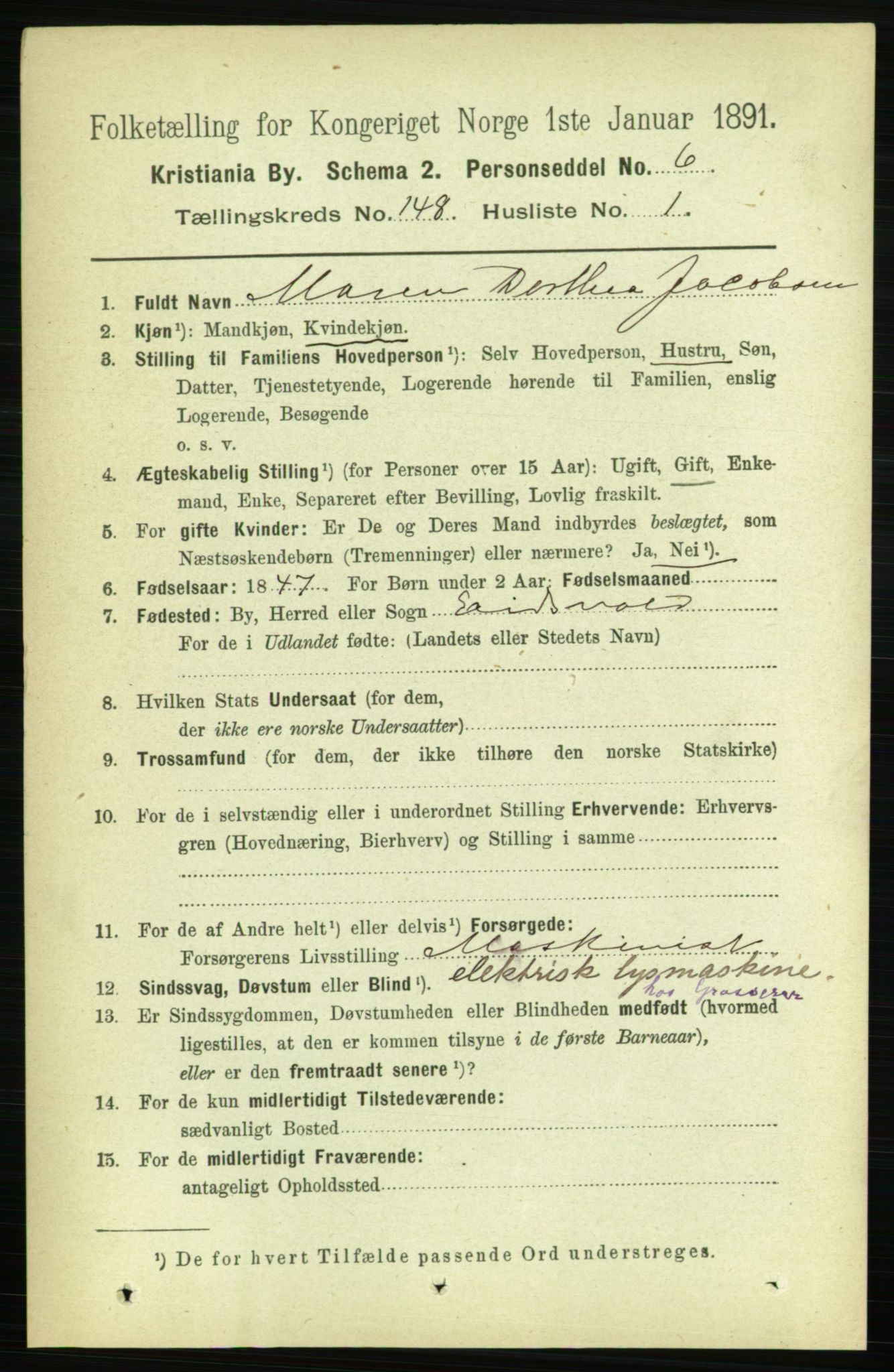 RA, 1891 census for 0301 Kristiania, 1891, p. 82384