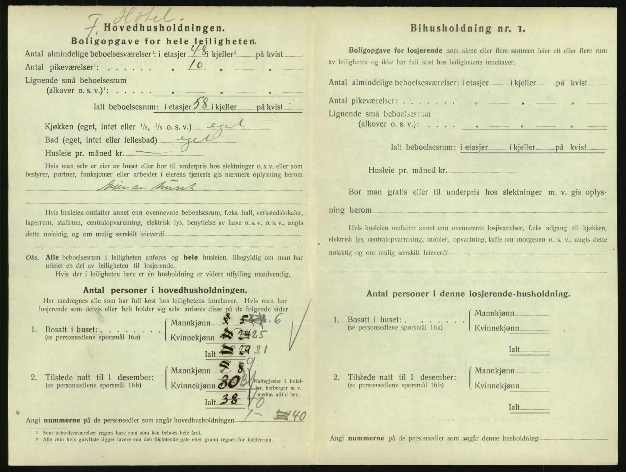 SAH, 1920 census for Lillehammer, 1920, p. 2571