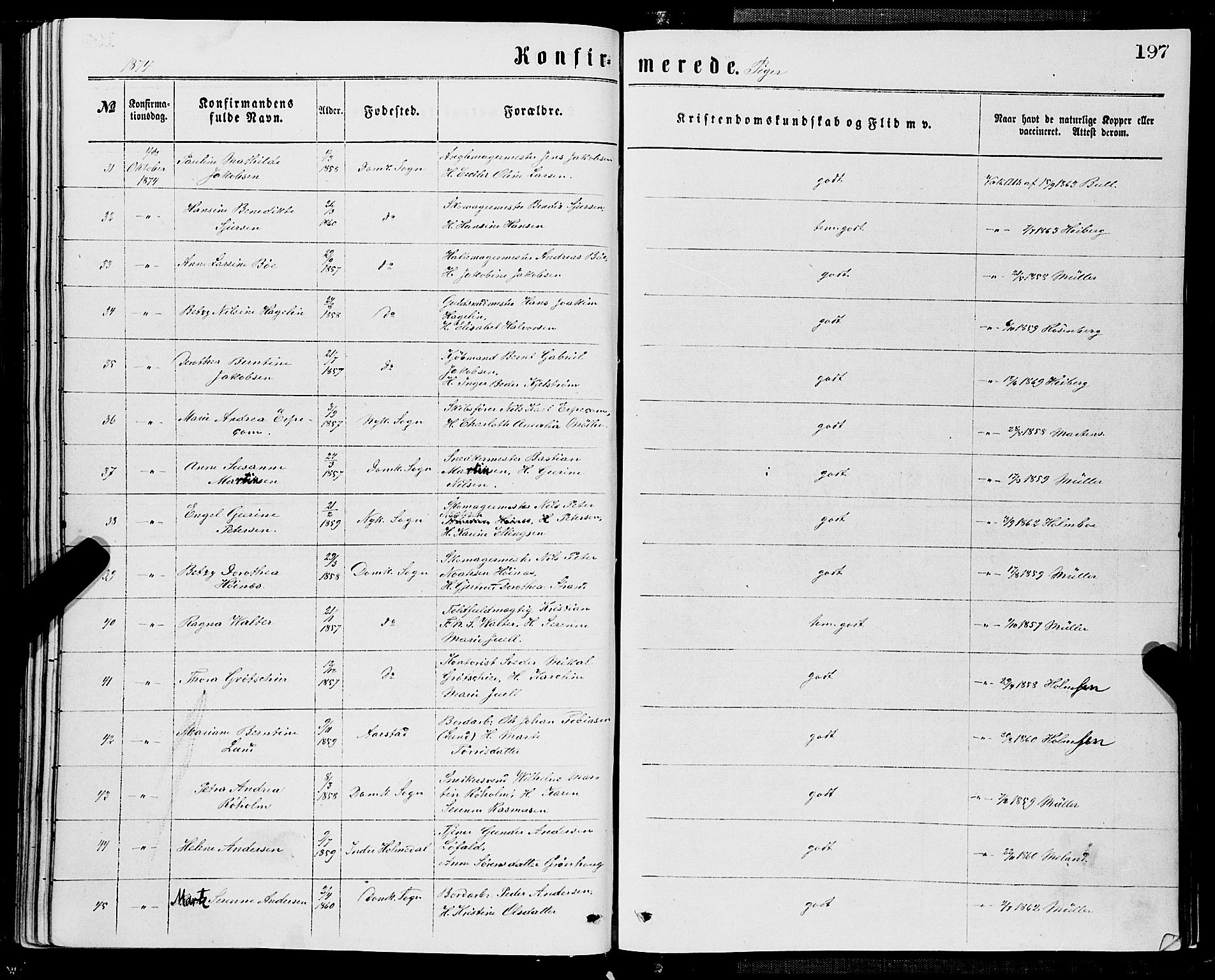 Domkirken sokneprestembete, AV/SAB-A-74801/H/Haa/L0029: Parish register (official) no. C 4, 1864-1879, p. 197