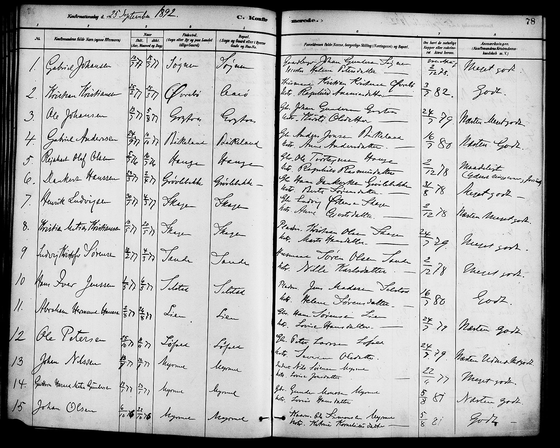 Gaular sokneprestembete, AV/SAB-A-80001/H/Haa: Parish register (official) no. B 1, 1882-1897, p. 78