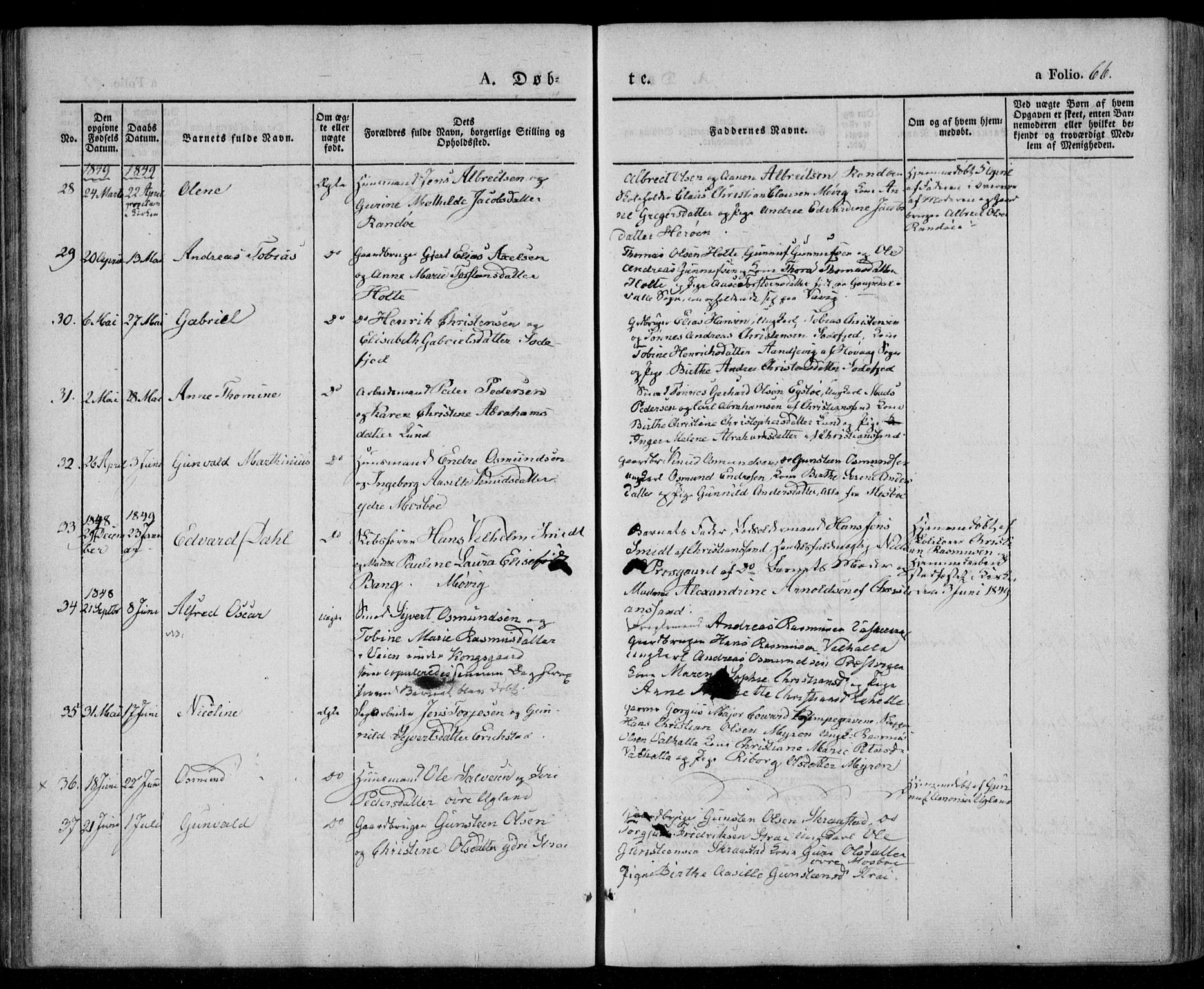 Oddernes sokneprestkontor, AV/SAK-1111-0033/F/Fa/Faa/L0006: Parish register (official) no. A 6, 1838-1851, p. 66