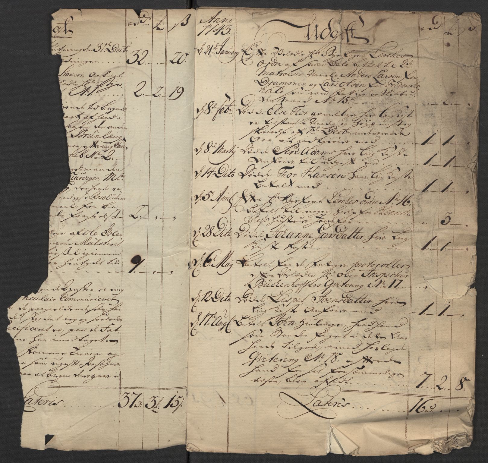 Kristiania tukthus, AV/SAO-A-10644/A/Ad/Adb/L0011: Innkomne skriv, rapporter og regnskap, 1742-1783, p. 16