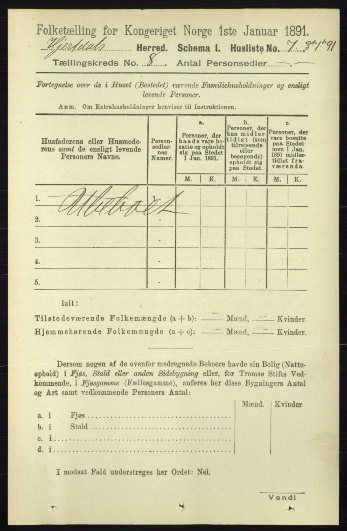 RA, 1891 census for 0827 Hjartdal, 1891, p. 2777