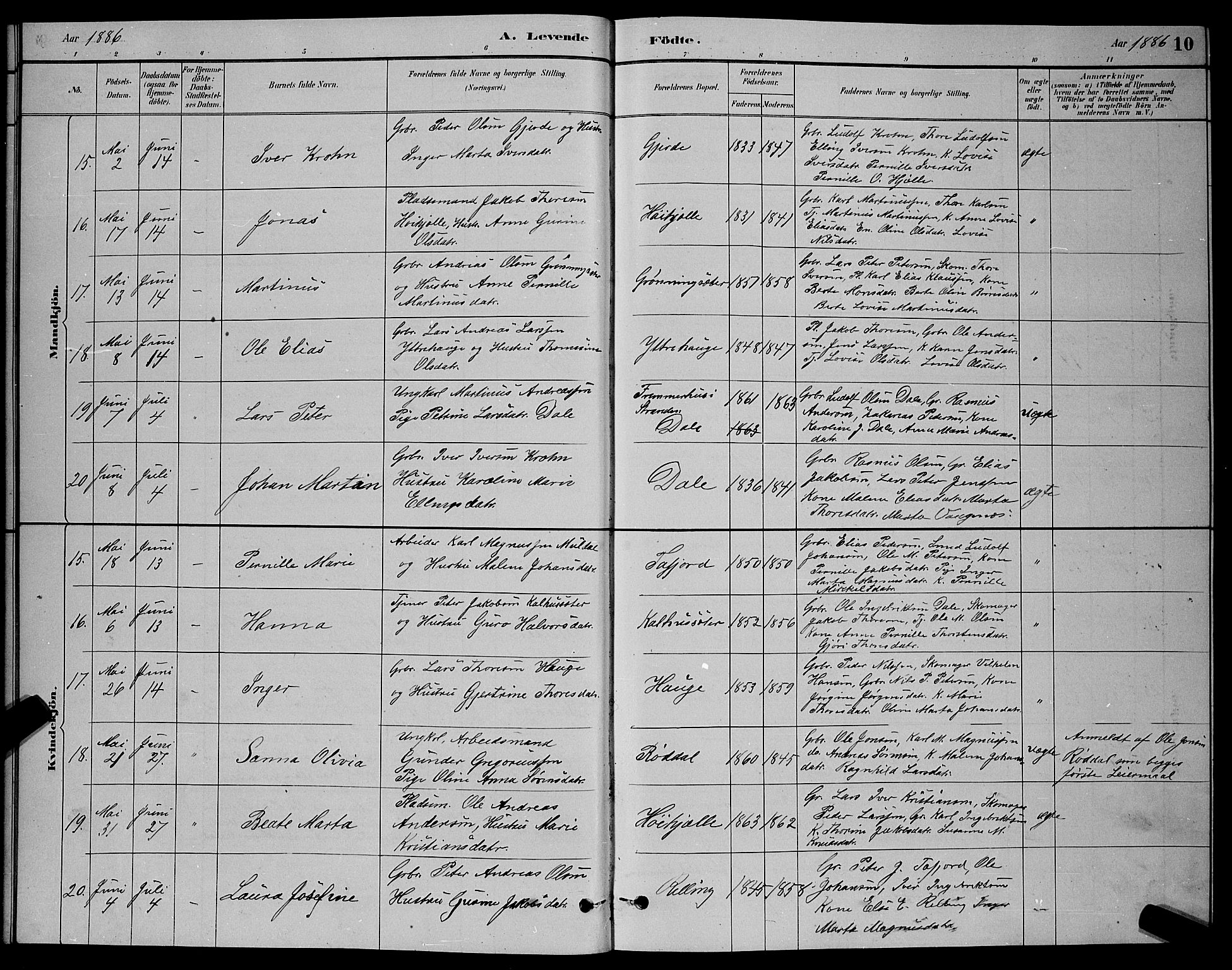 Ministerialprotokoller, klokkerbøker og fødselsregistre - Møre og Romsdal, AV/SAT-A-1454/519/L0263: Parish register (copy) no. 519C04, 1885-1892, p. 10