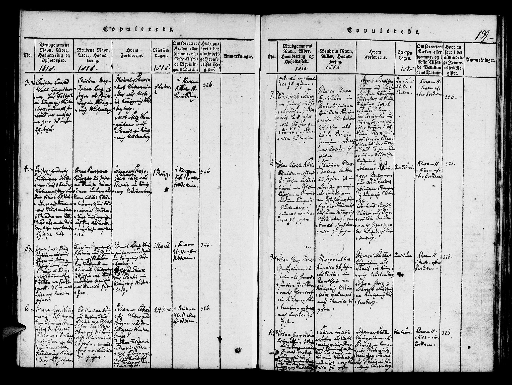 Mariakirken Sokneprestembete, SAB/A-76901/H/Haa/L0005: Parish register (official) no. A 5, 1815-1845, p. 189