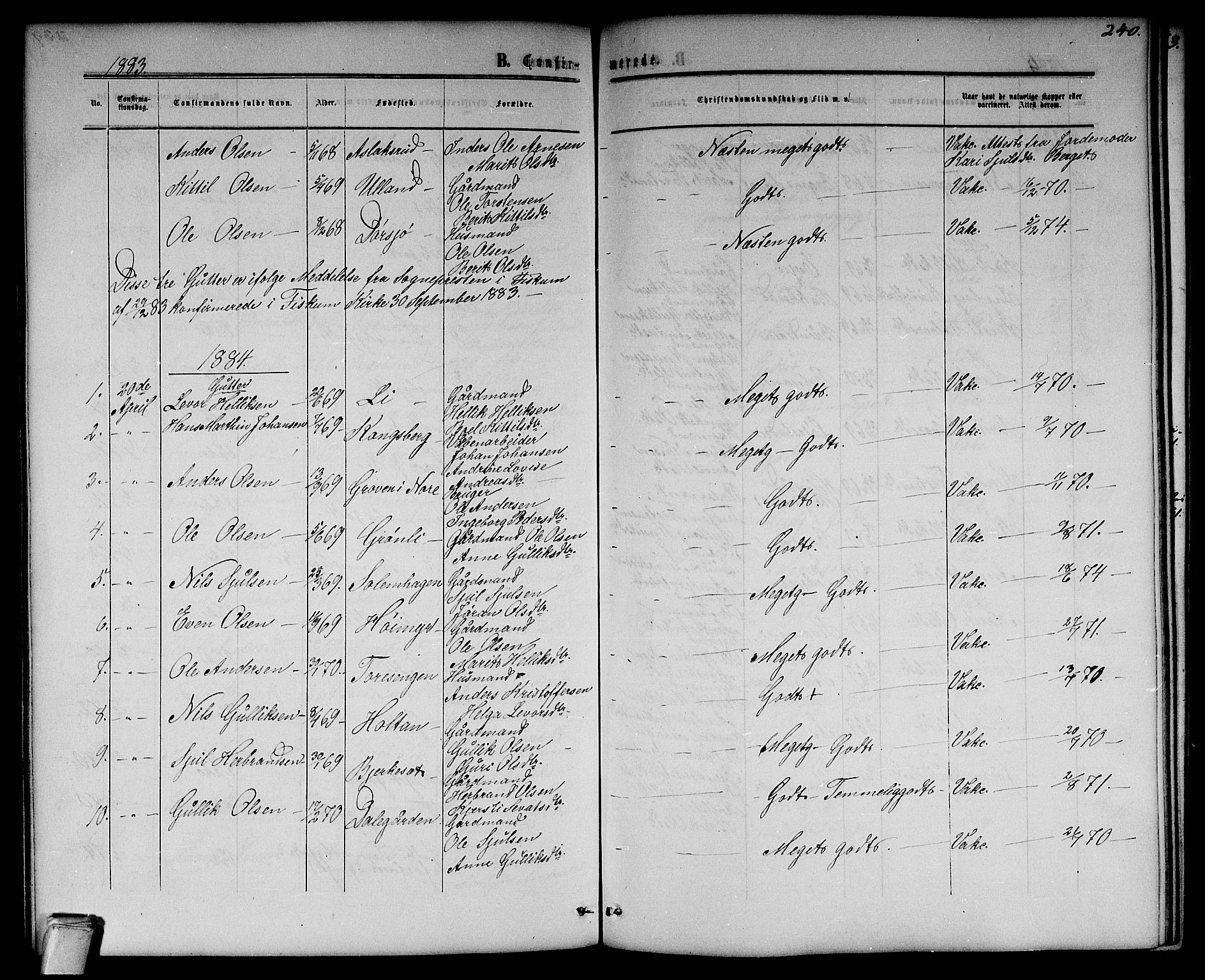 Flesberg kirkebøker, SAKO/A-18/G/Ga/L0003: Parish register (copy) no. I 3, 1861-1889, p. 240