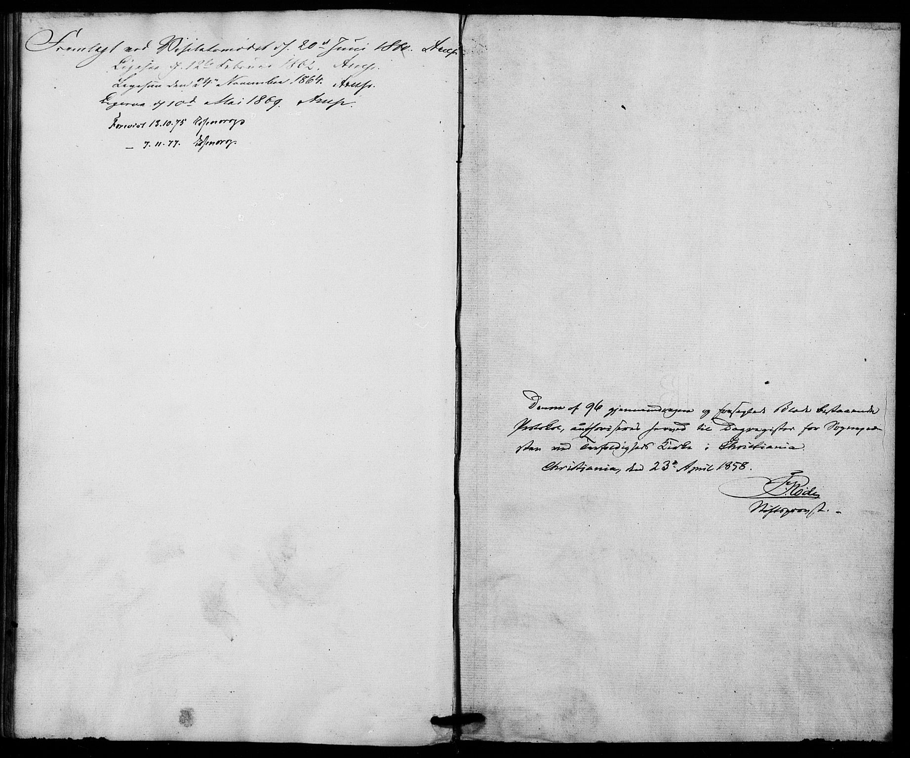 Trefoldighet prestekontor Kirkebøker, AV/SAO-A-10882/I/Ia/L0001: Diary records no. 1, 1858-1877