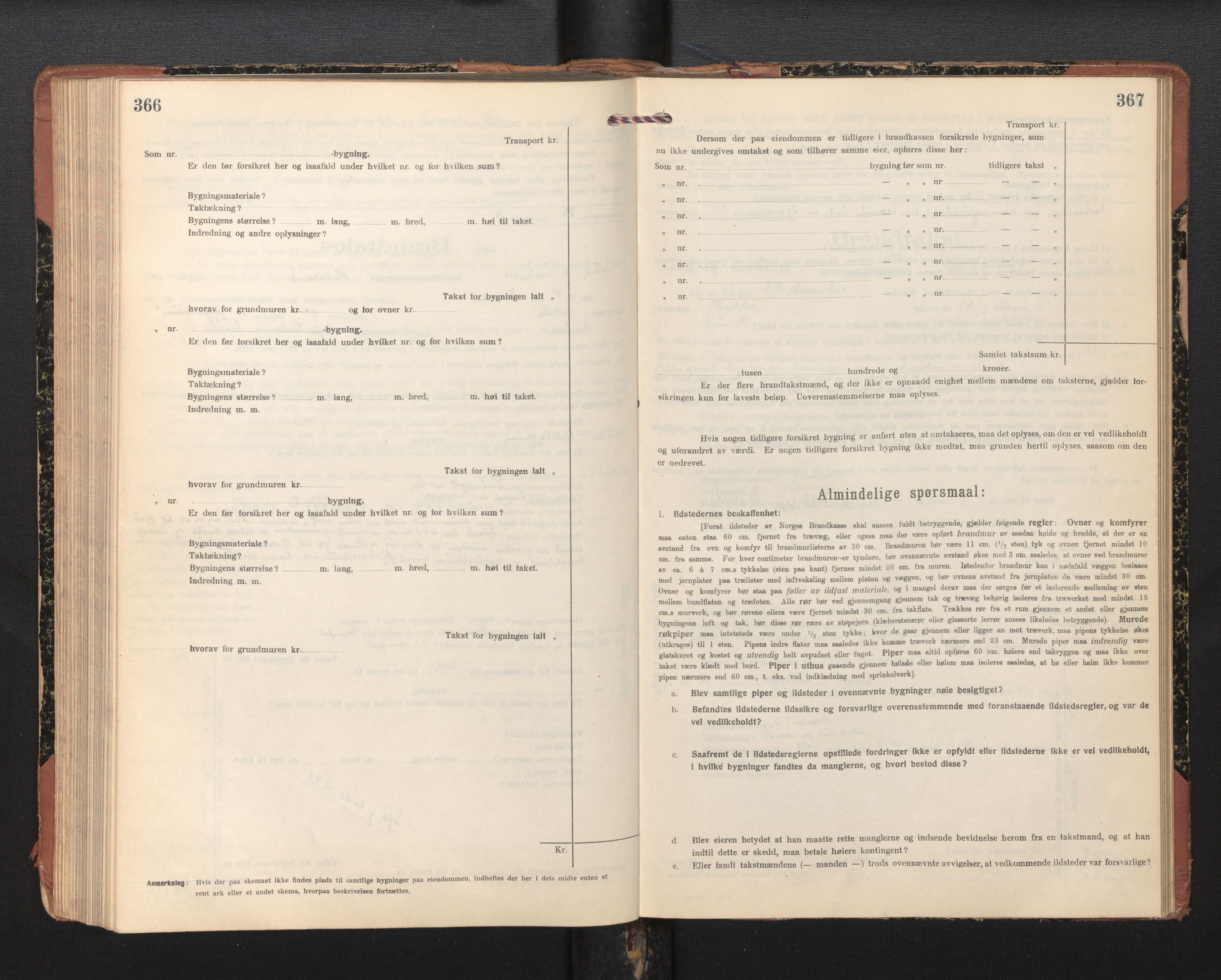 Lensmannen i Sund og Austevoll, SAB/A-35201/0012/L0004: Branntakstprotokoll, skjematakst, 1917-1949, p. 366-367