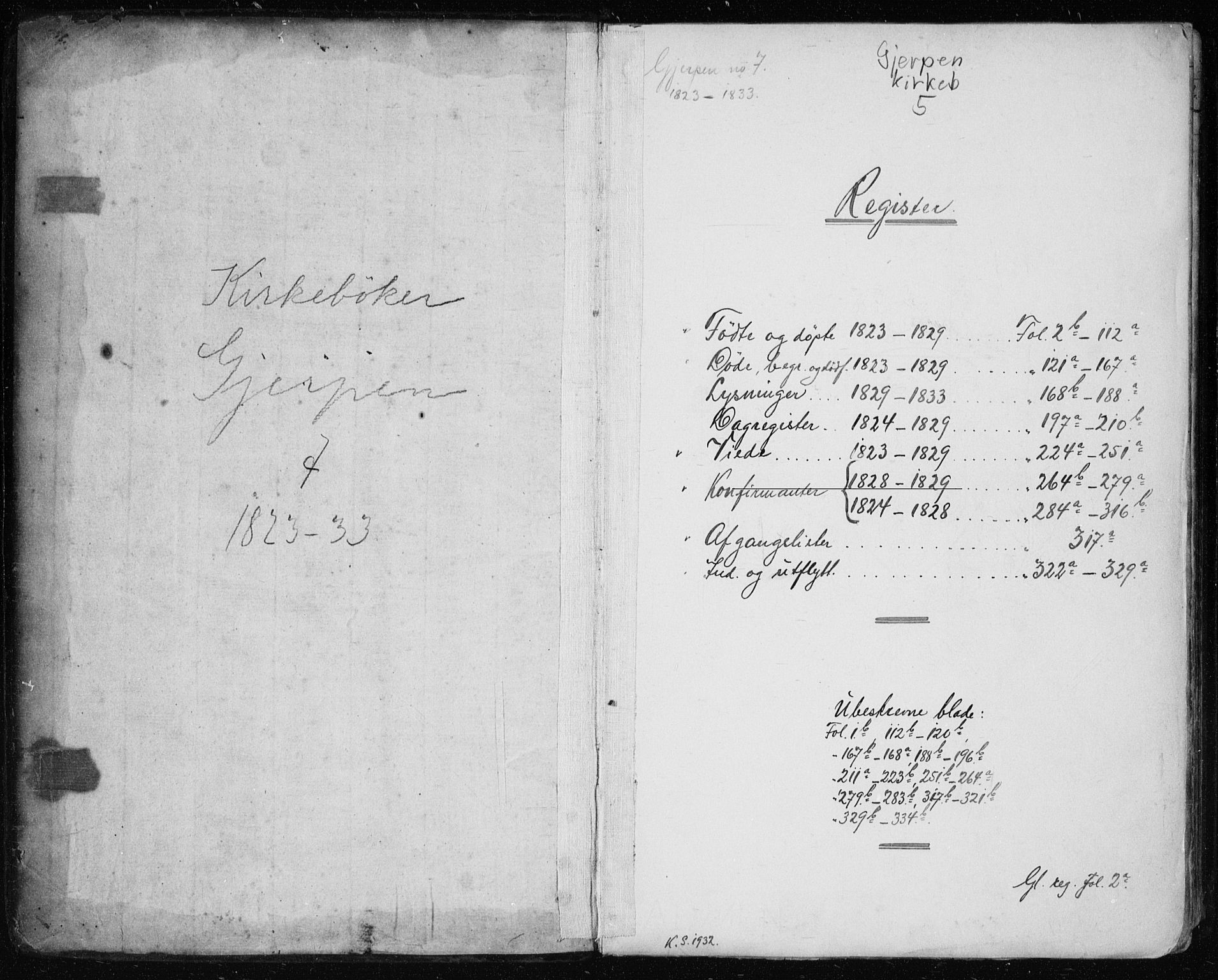Gjerpen kirkebøker, SAKO/A-265/F/Fa/L0005: Parish register (official) no. I 5, 1823-1829