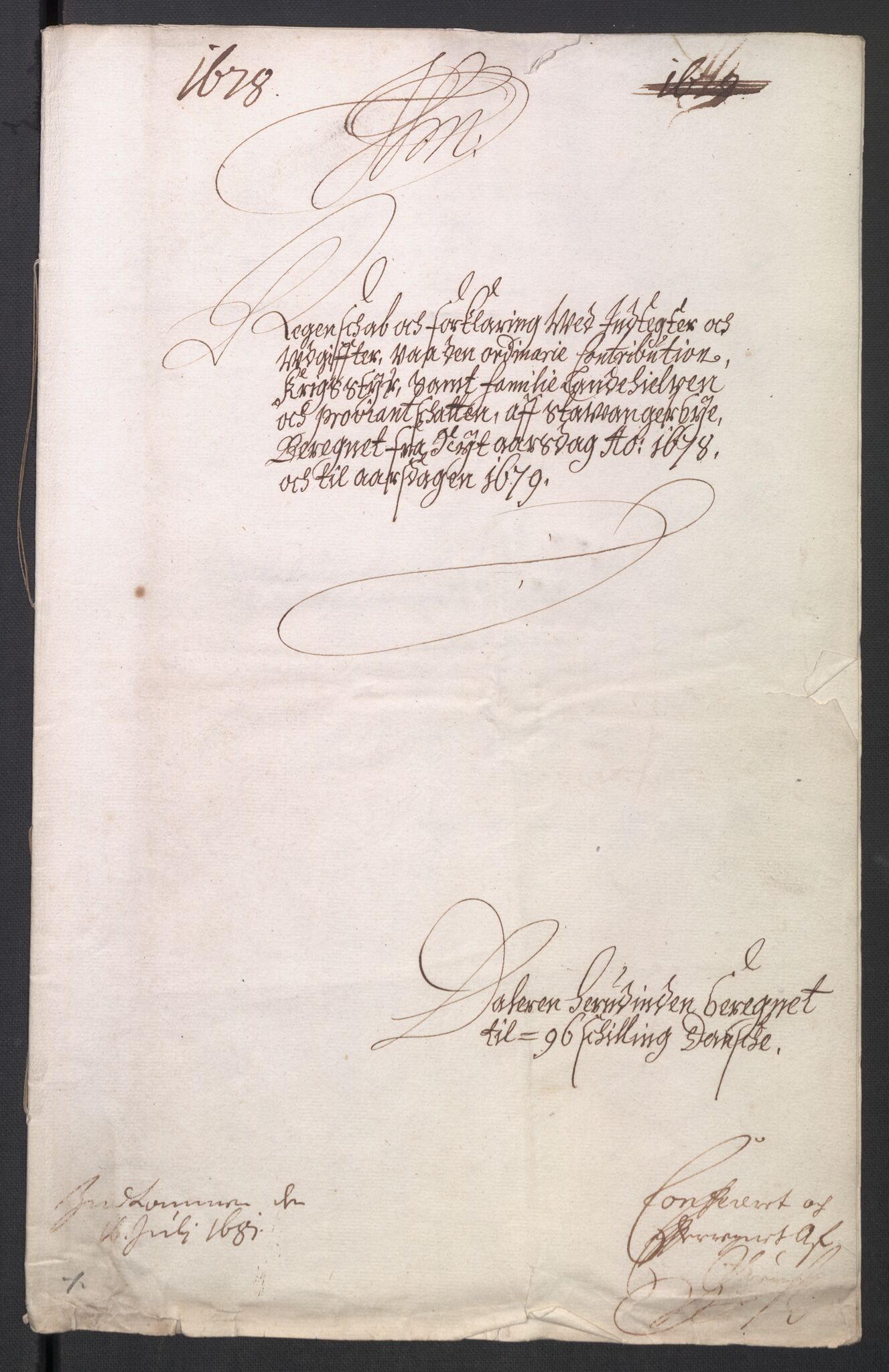 Rentekammeret inntil 1814, Reviderte regnskaper, Byregnskaper, RA/EA-4066/R/Ro/L0300: [O3] Kontribusjonsregnskap, 1661-1678, p. 361