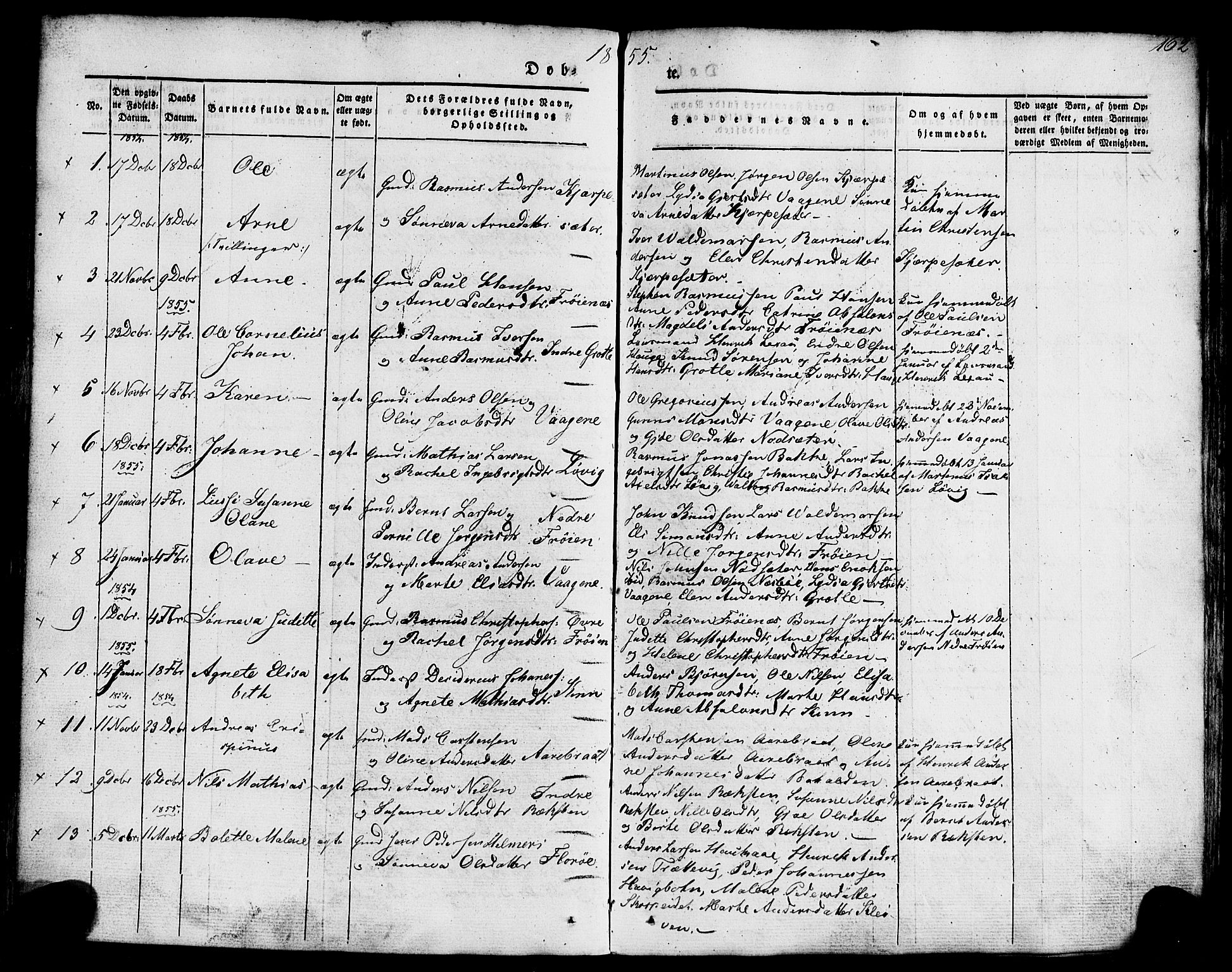 Kinn sokneprestembete, AV/SAB-A-80801/H/Haa/Haaa/L0005: Parish register (official) no. A 5, 1841-1857, p. 162