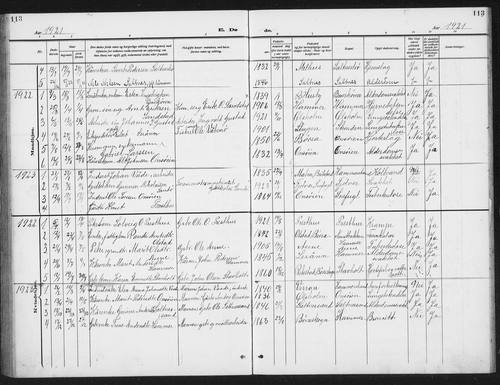 Ministerialprotokoller, klokkerbøker og fødselsregistre - Sør-Trøndelag, AV/SAT-A-1456/666/L0791: Parish register (copy) no. 666C04, 1909-1939, p. 113