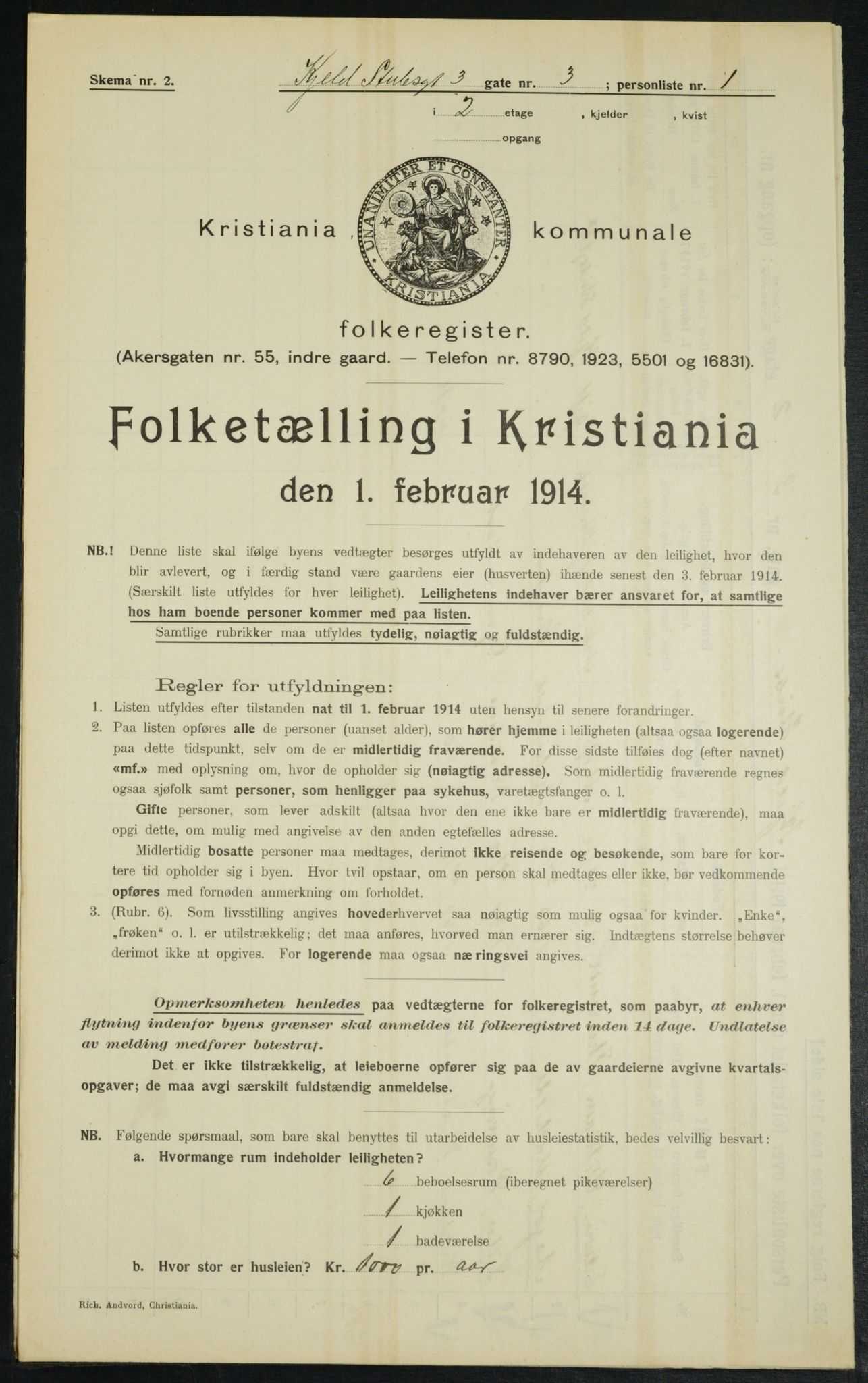 OBA, Municipal Census 1914 for Kristiania, 1914, p. 51443