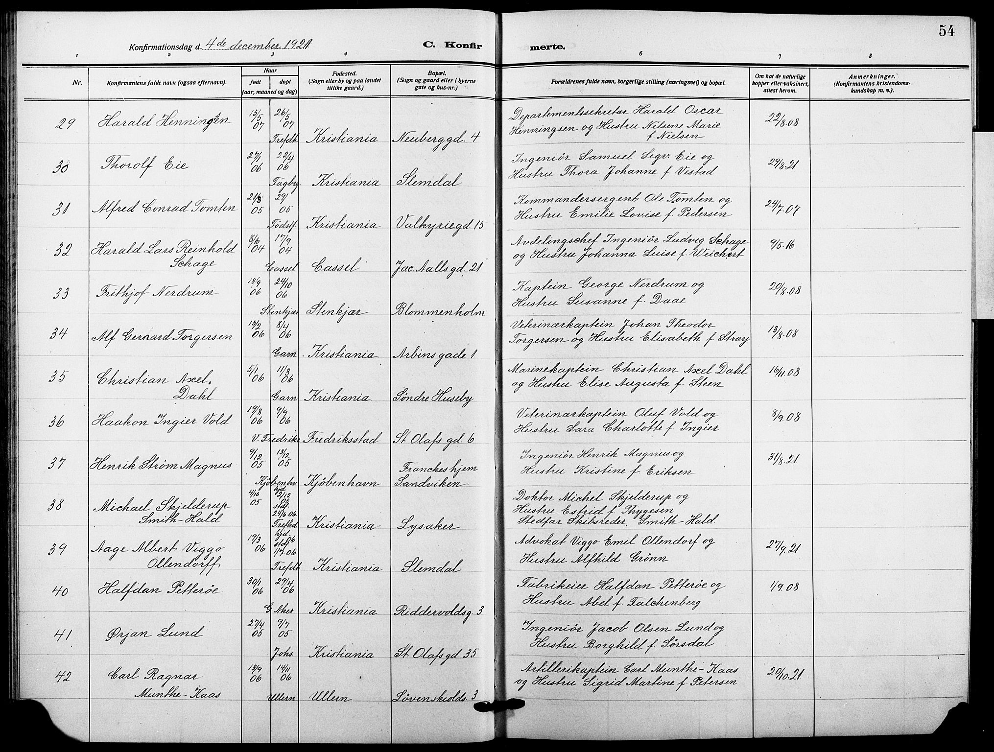 Garnisonsmenigheten Kirkebøker, SAO/A-10846/F/Fa/L0016: Parish register (official) no. 16, 1922-1930, p. 54