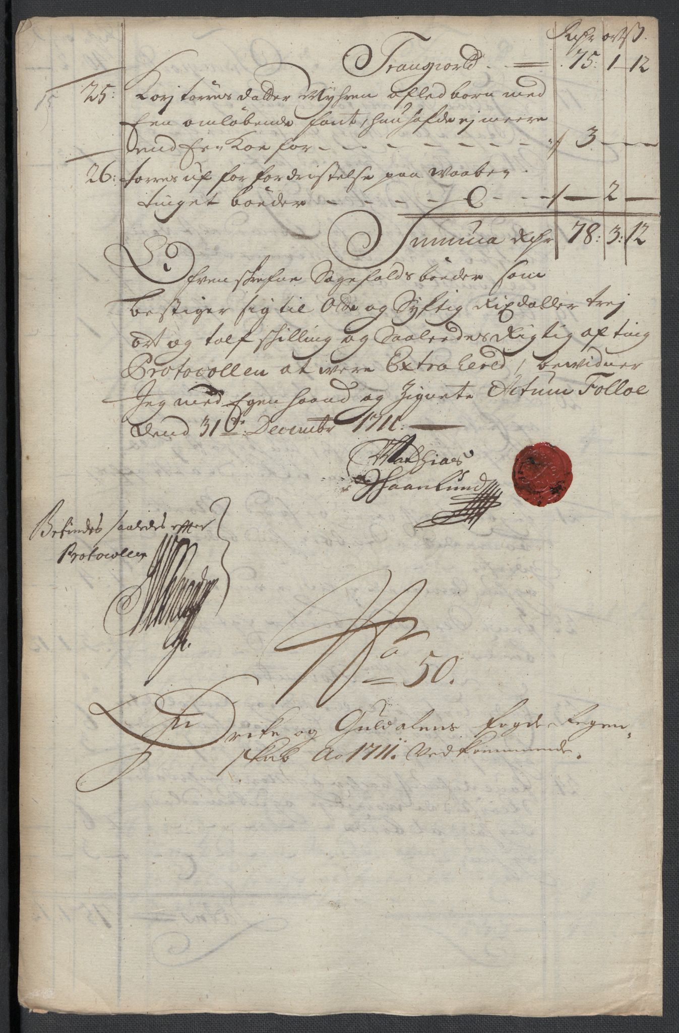 Rentekammeret inntil 1814, Reviderte regnskaper, Fogderegnskap, RA/EA-4092/R60/L3961: Fogderegnskap Orkdal og Gauldal, 1711, p. 254