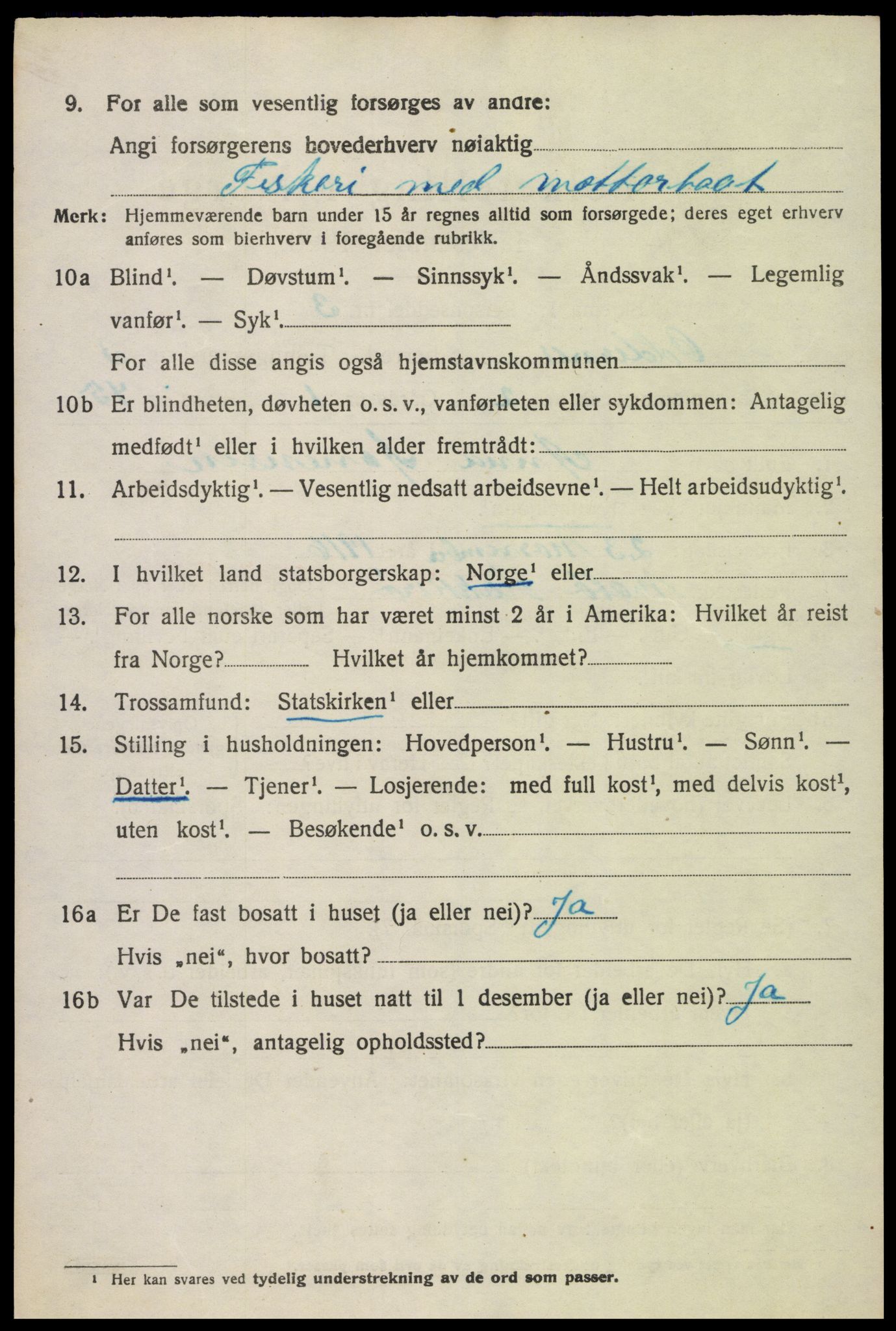 SAK, 1920 census for Oddernes, 1920, p. 3360