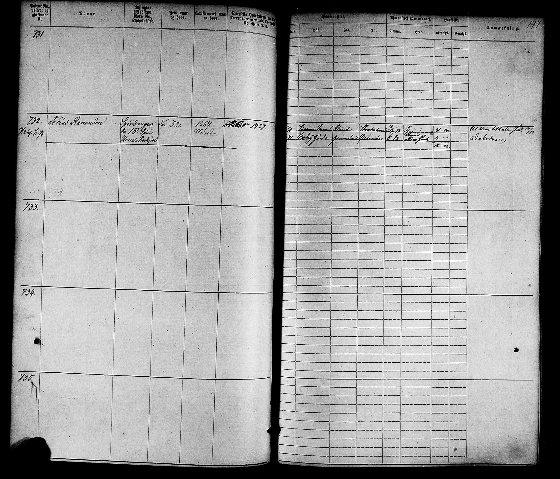 Farsund mønstringskrets, SAK/2031-0017/F/Fa/L0005: Annotasjonsrulle nr 1-1910 med register, Z-2, 1869-1877, p. 175