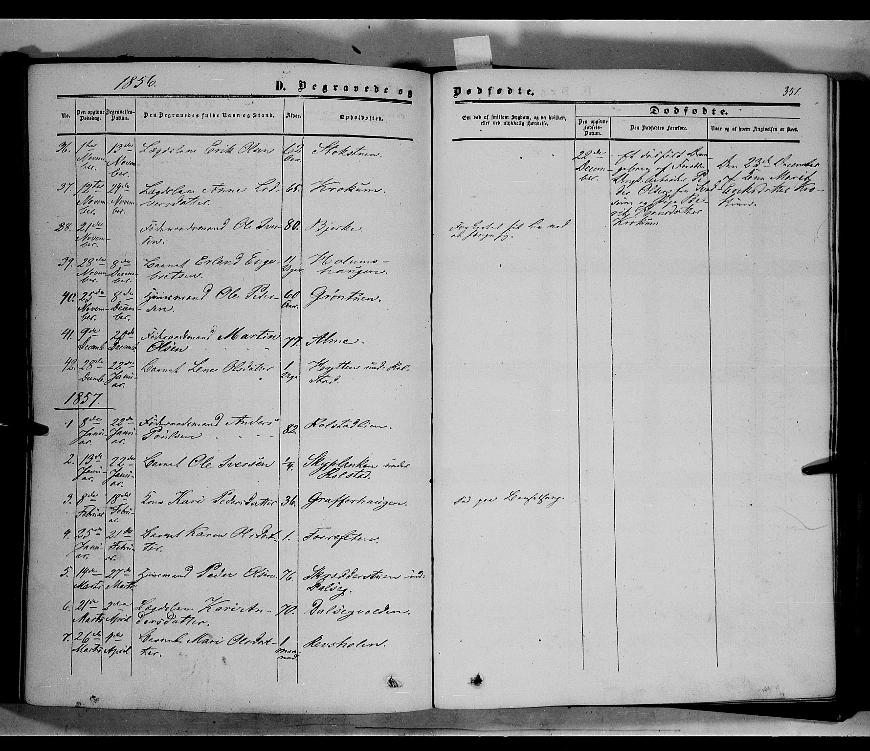 Sør-Fron prestekontor, AV/SAH-PREST-010/H/Ha/Haa/L0001: Parish register (official) no. 1, 1849-1863, p. 351