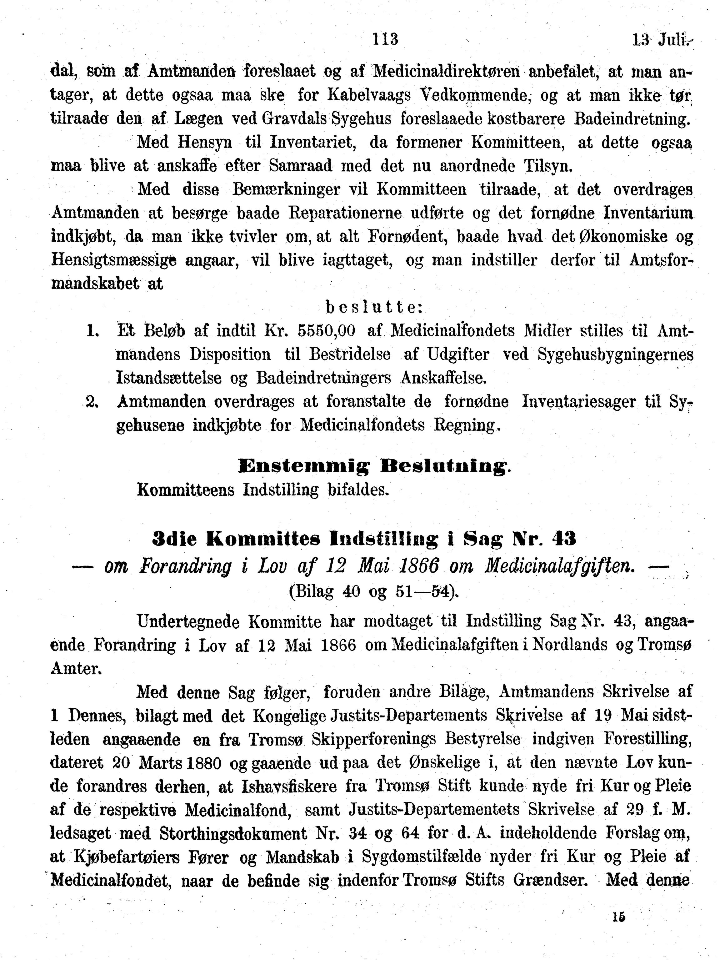 Nordland Fylkeskommune. Fylkestinget, AIN/NFK-17/176/A/Ac/L0010: Fylkestingsforhandlinger 1874-1880, 1874-1880