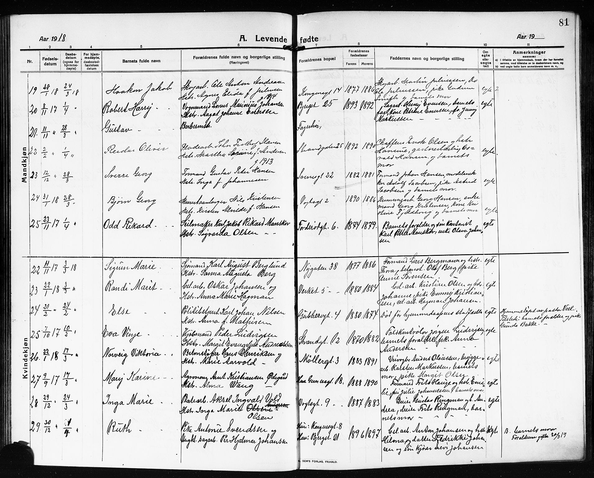Moss prestekontor Kirkebøker, AV/SAO-A-2003/G/Ga/L0008: Parish register (copy) no. I 8, 1913-1923, p. 81