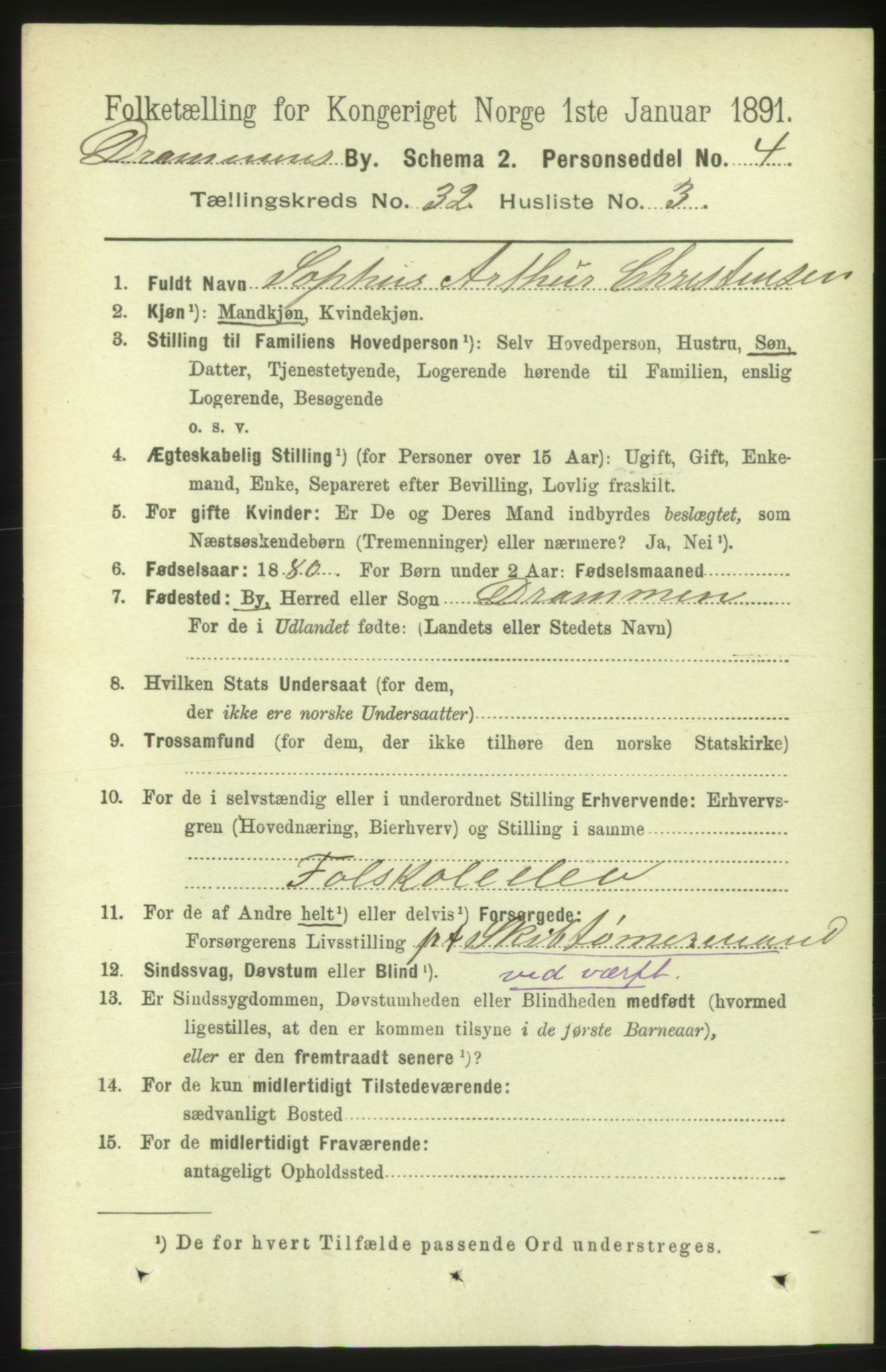 RA, 1891 census for 0602 Drammen, 1891, p. 19290