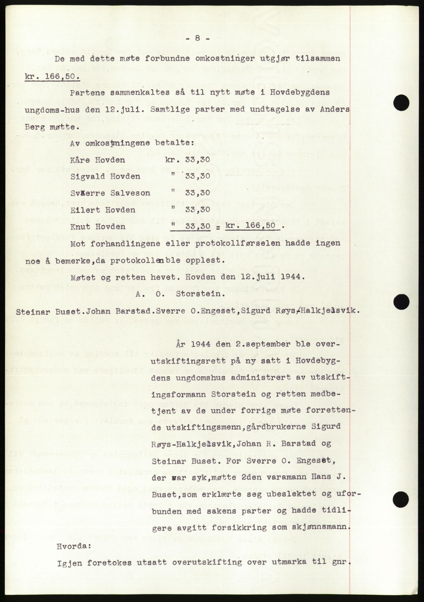 Søre Sunnmøre sorenskriveri, AV/SAT-A-4122/1/2/2C/L0077: Mortgage book no. 3A, 1945-1946, Diary no: : 94/1945