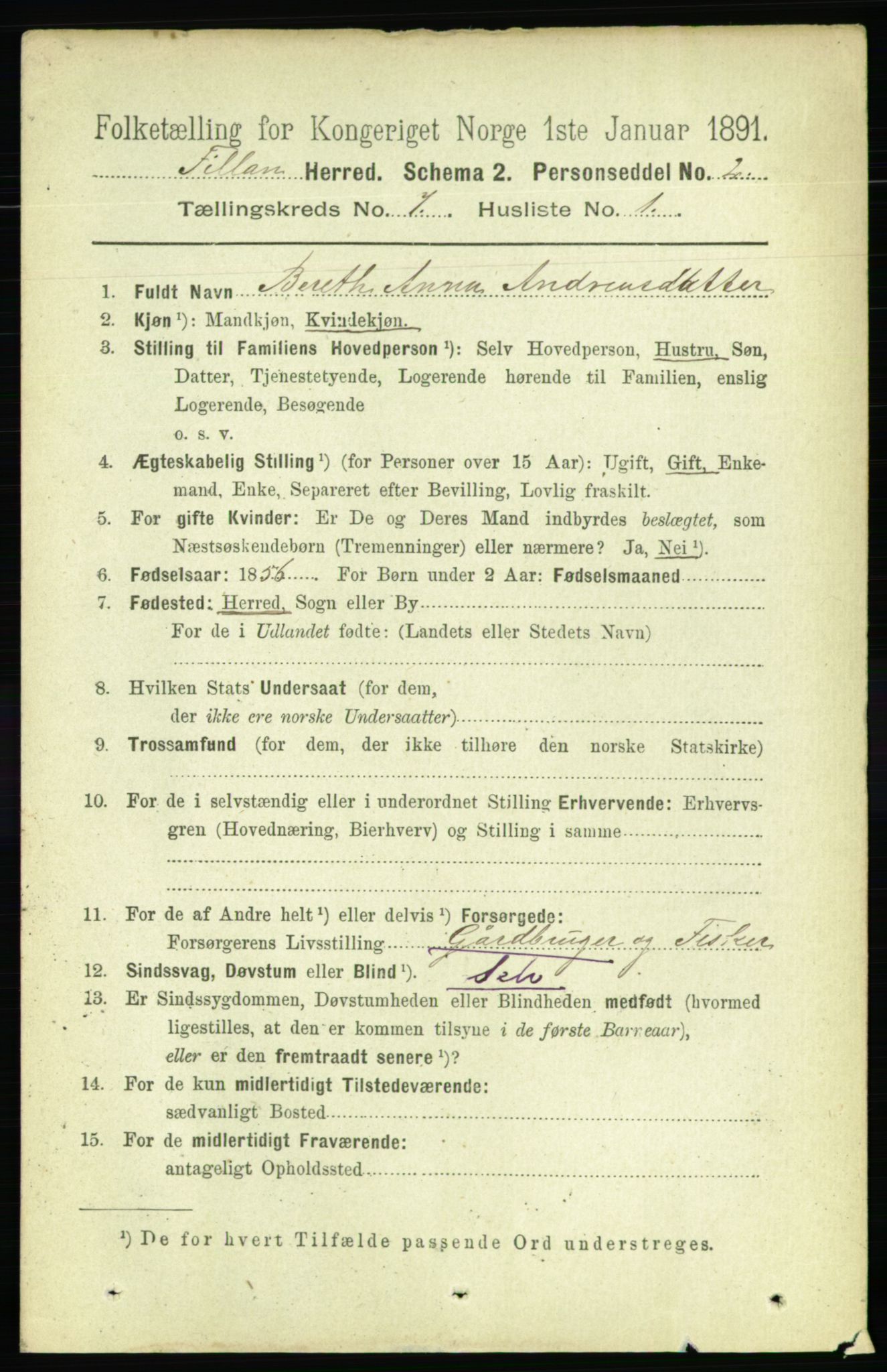 RA, 1891 census for 1616 Fillan, 1891, p. 1582