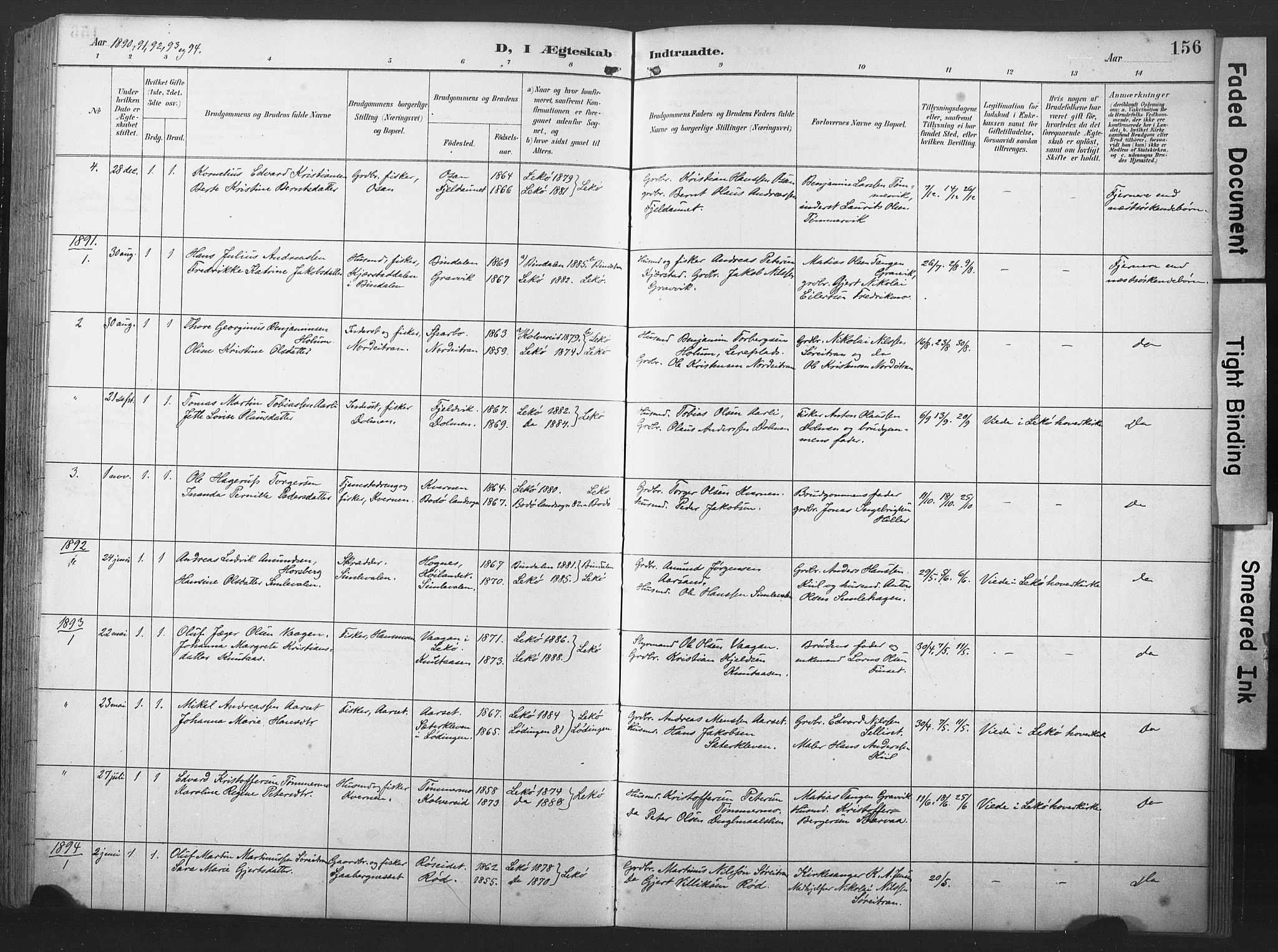 Ministerialprotokoller, klokkerbøker og fødselsregistre - Nord-Trøndelag, SAT/A-1458/789/L0706: Parish register (copy) no. 789C01, 1888-1931, p. 156