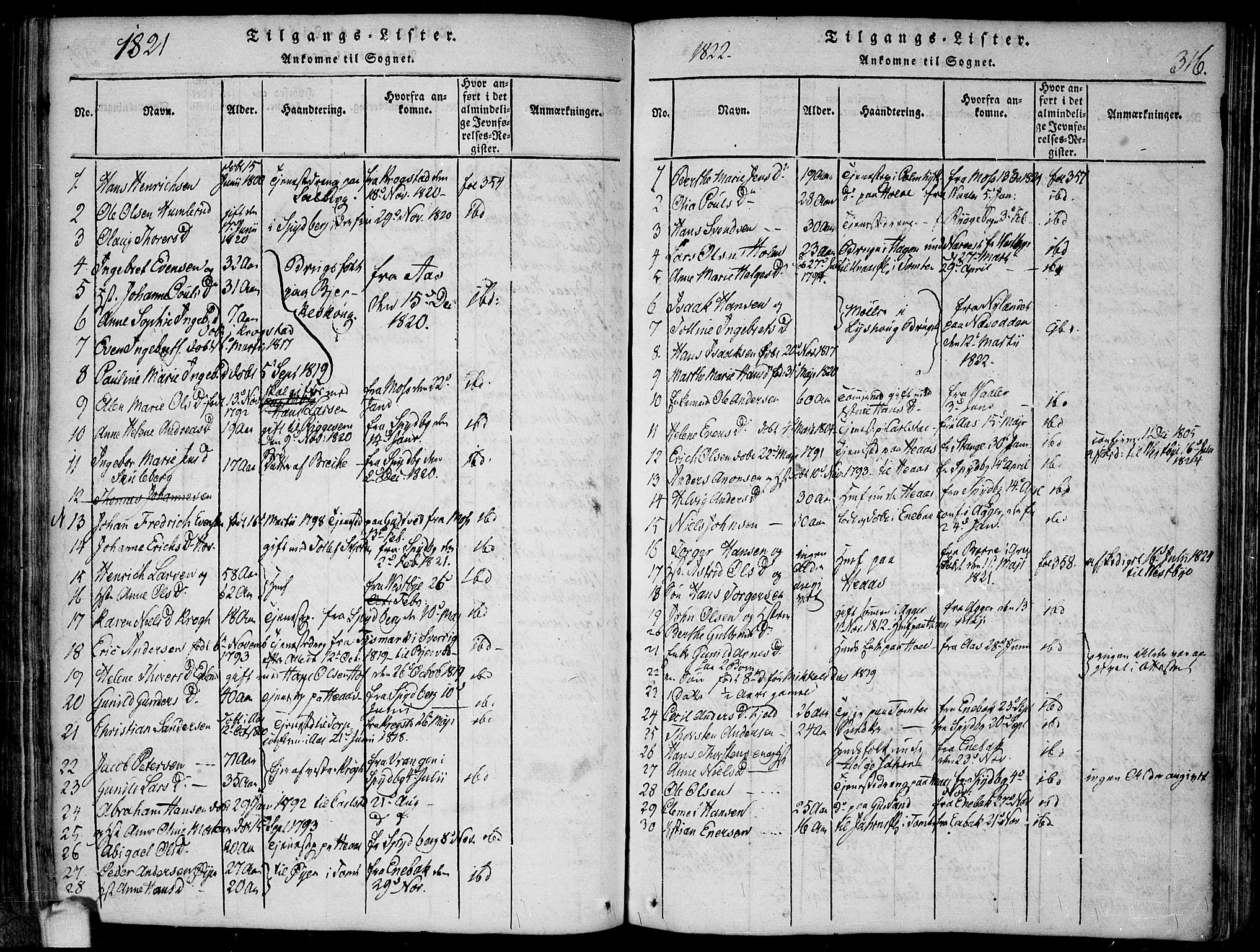 Hobøl prestekontor Kirkebøker, AV/SAO-A-2002/F/Fa/L0002: Parish register (official) no. I 2, 1814-1841, p. 316